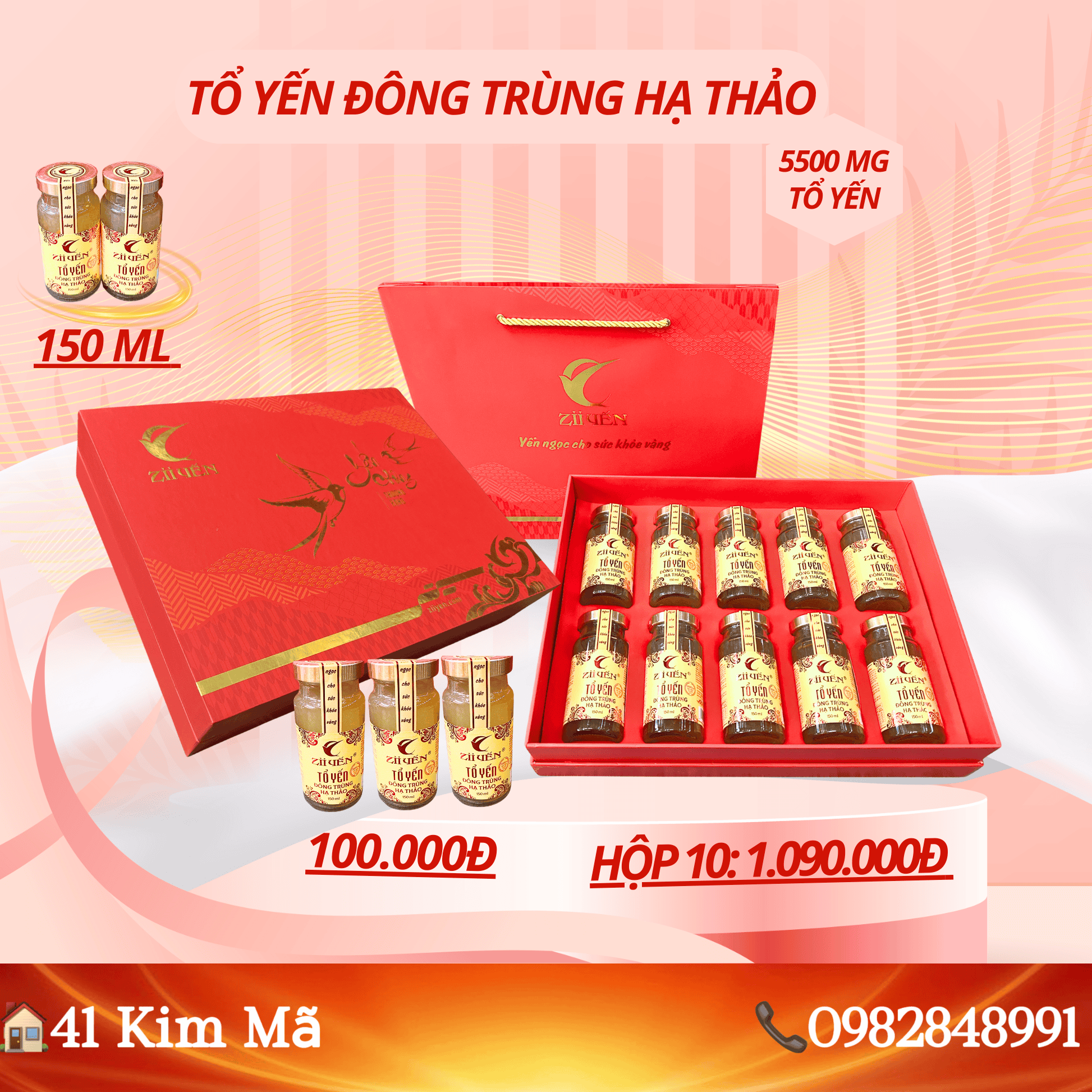 Tổ Yến Đông Trùng Hạ Thảo 5500mg Yến, Hũ 150ml