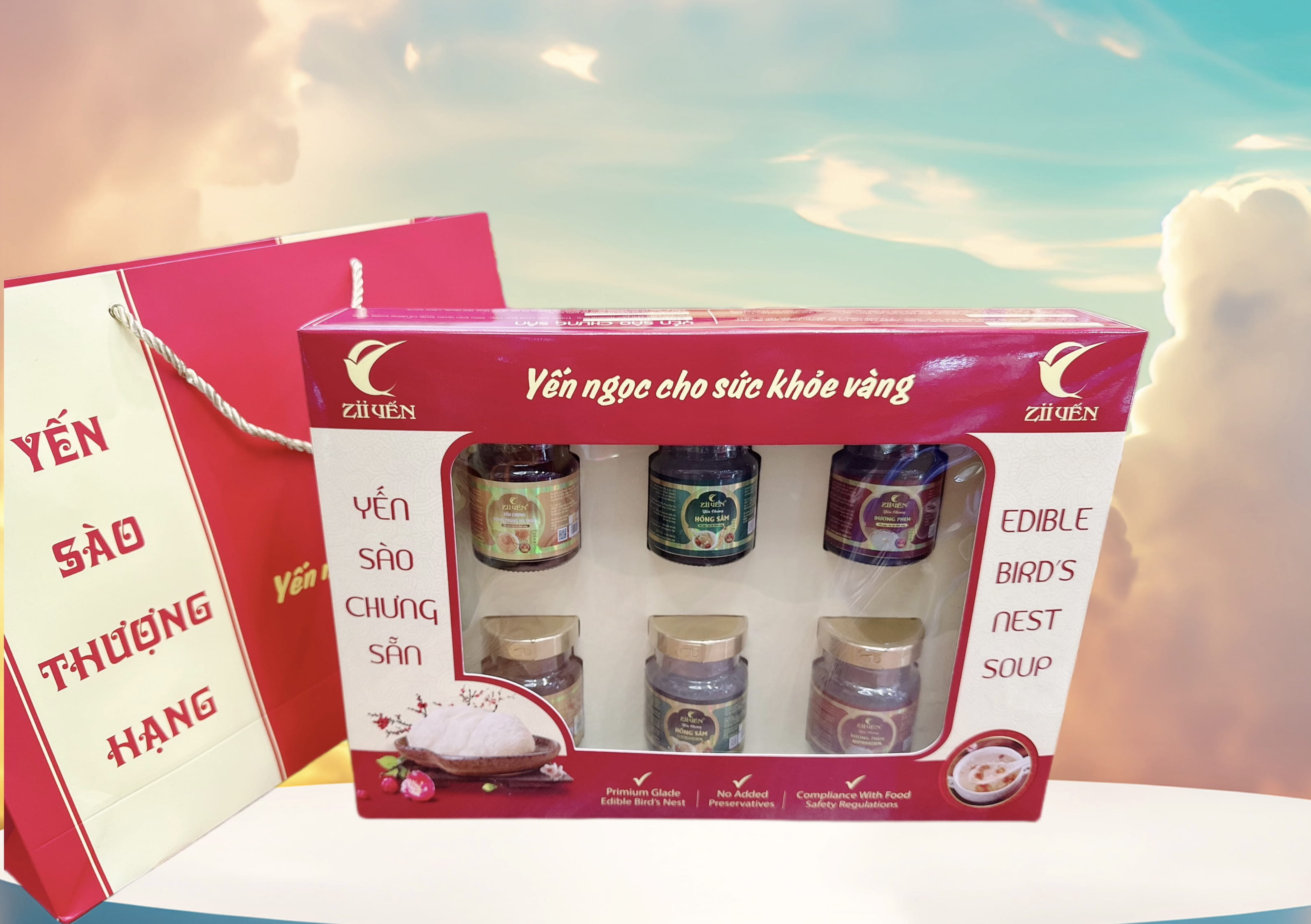 Hộp Quà Tặng 6 Hũ Yến Chưng Thượng Hạng Mix Vị