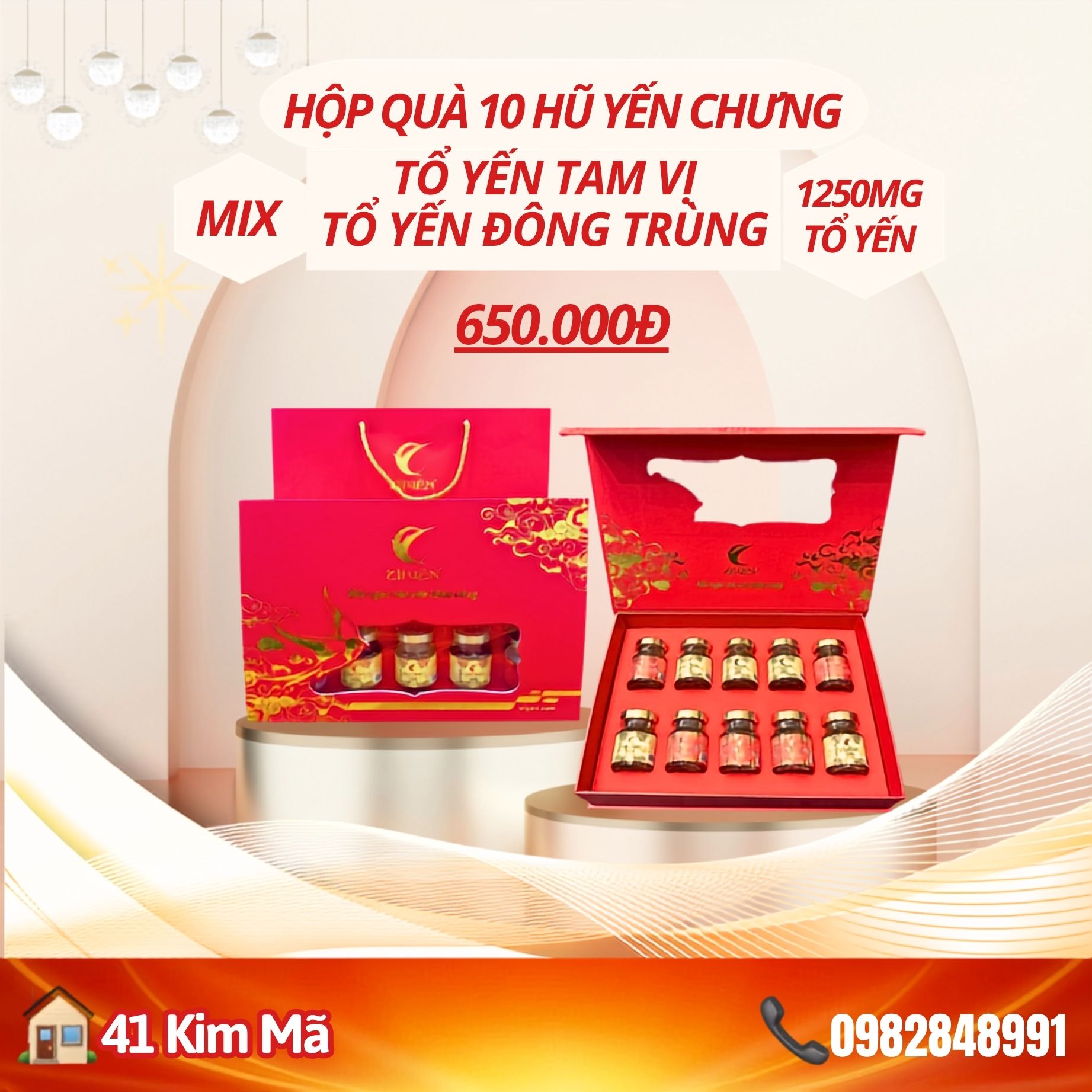 Hộp Quà Tặng 10 Hũ Yến Chưng Thượng Hạng
