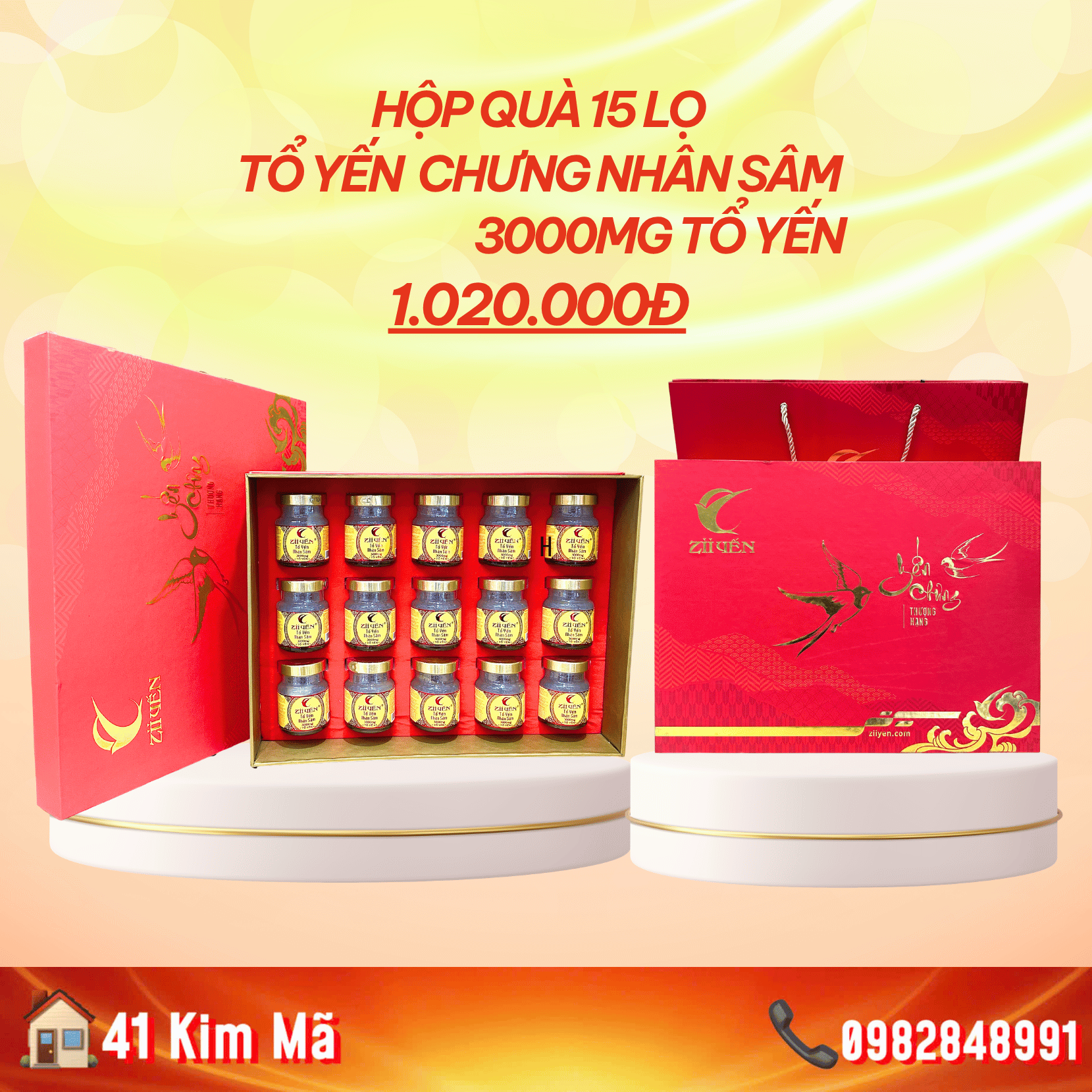 Yến Chưng Nhân Sâm 3000mg Tổ Yến