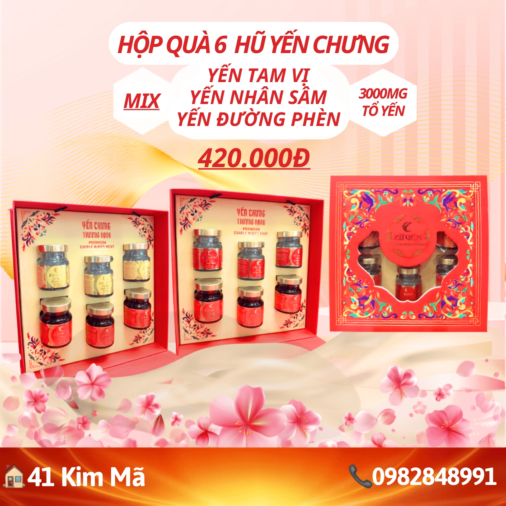 Hộp Quà 6 Hũ Yến Chưng Thượng Hạng Mix Vị