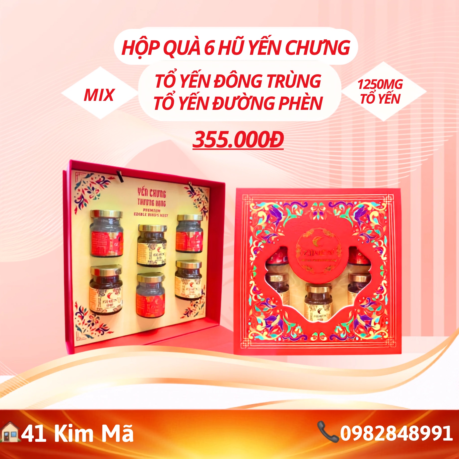 Hộp Quà 6 Hũ Yến Chưng Thượng Hạng Mix Vị