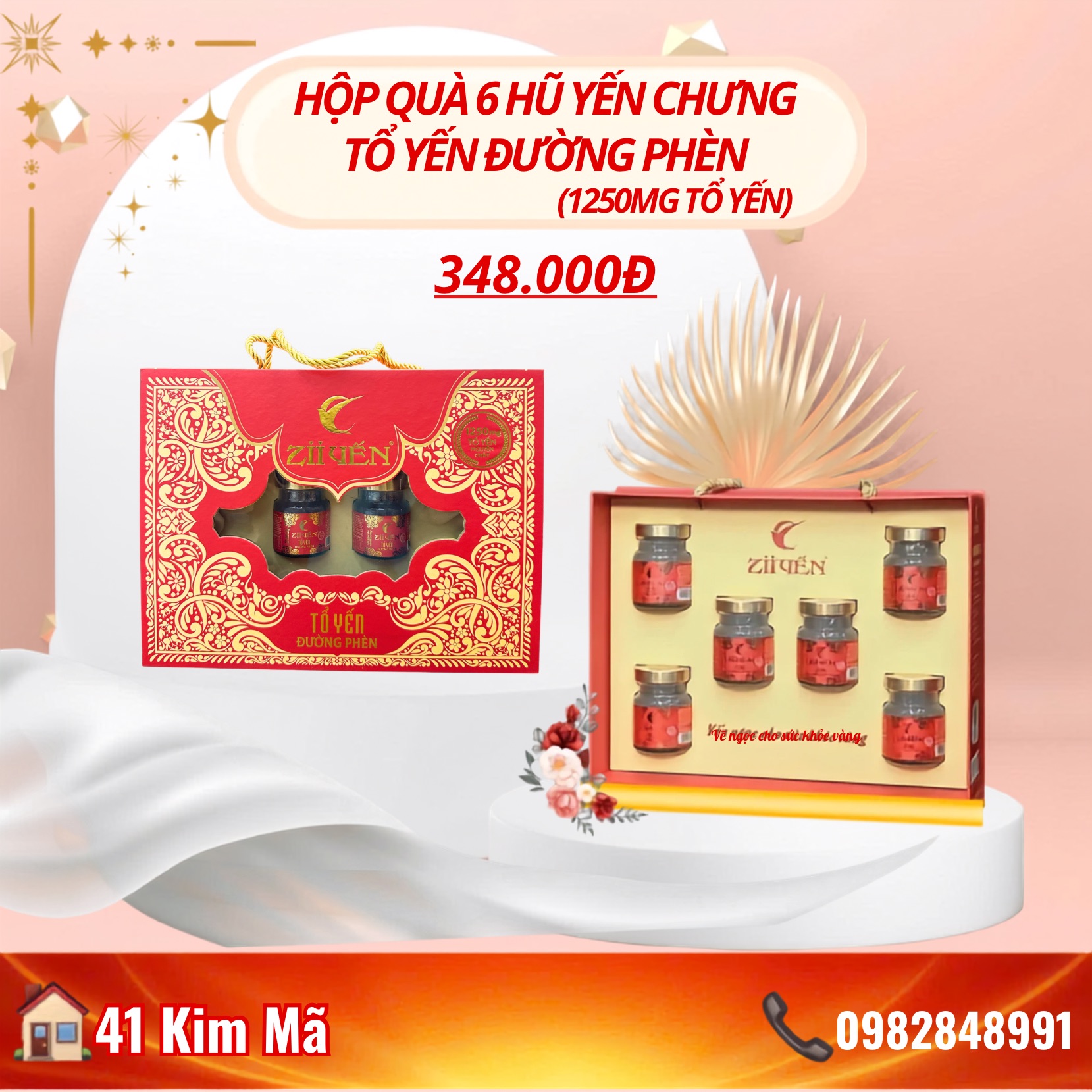 Hộp Quà 6 Hũ Yến Chưng Thượng Hạng Mix Vị