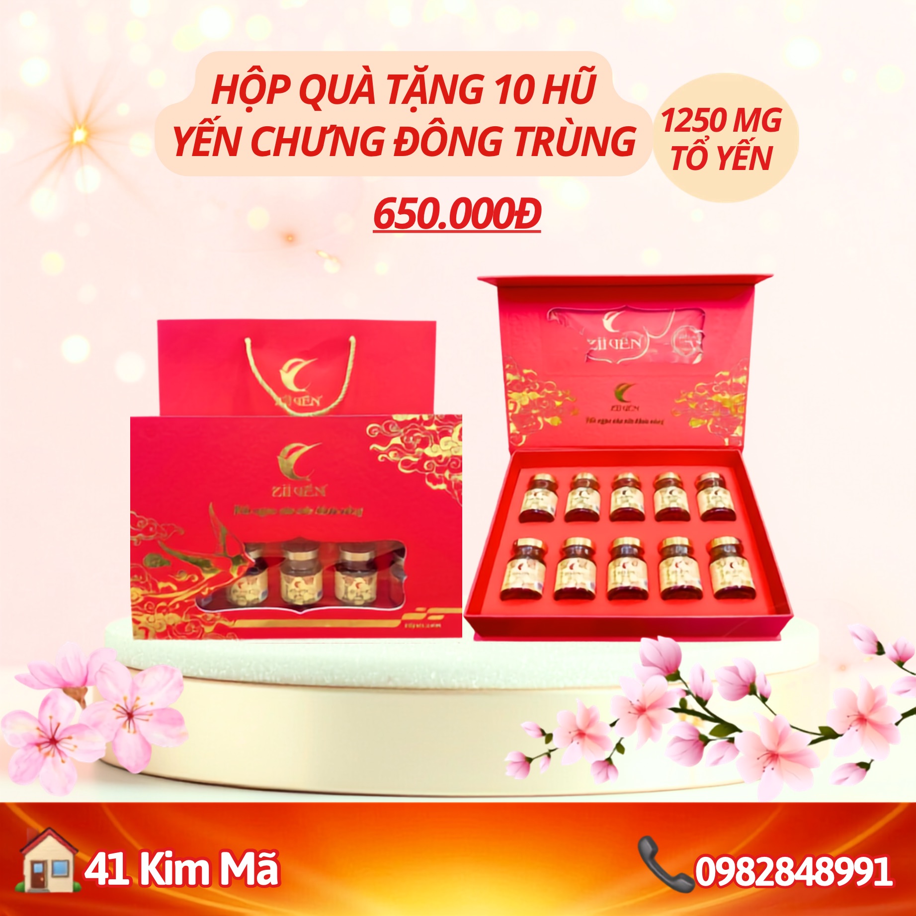 Hộp Quà Tặng 10 Hũ Yến Chưng Thượng Hạng