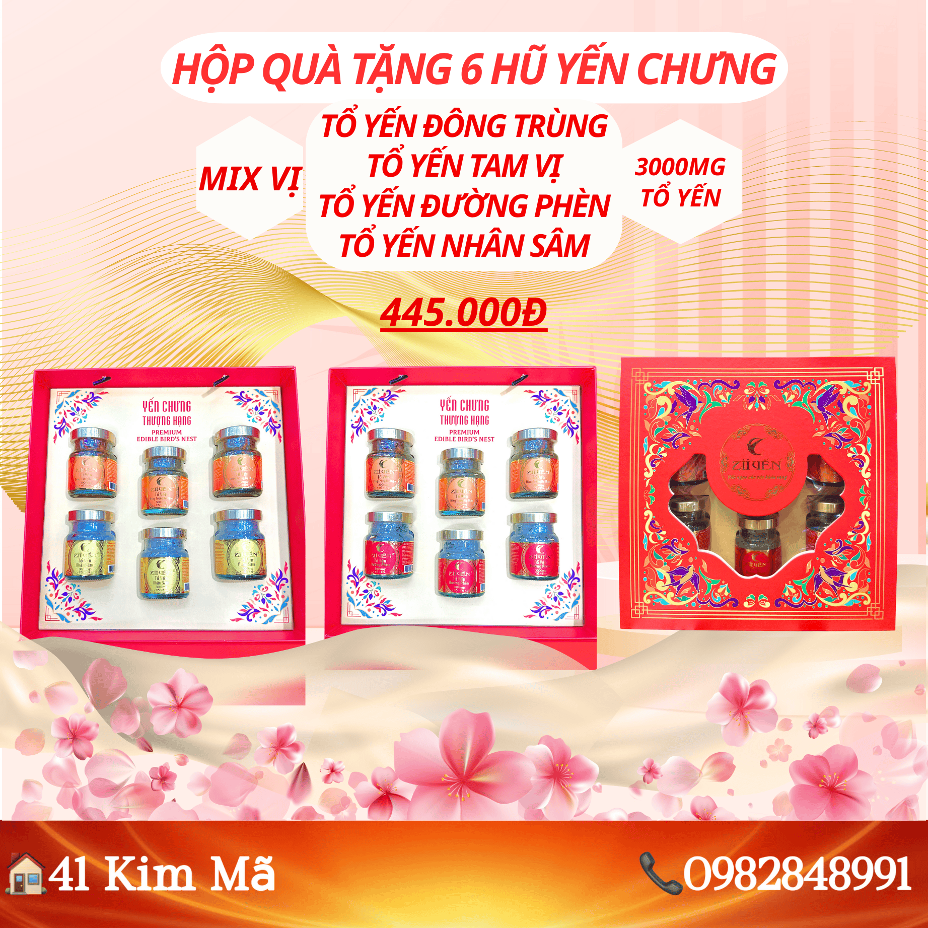 Hộp Quà 6 Hũ Yến Chưng Thượng Hạng Mix Vị