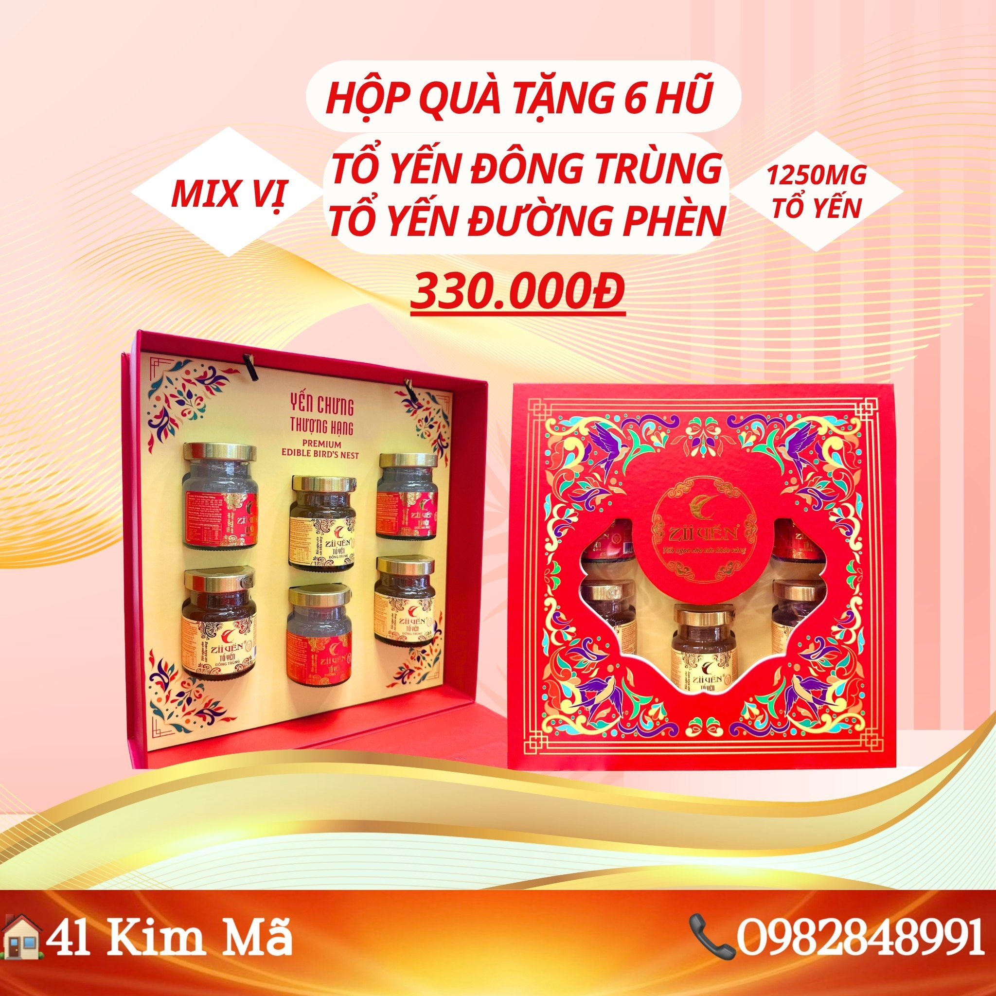 Hộp Quà 6 Hũ Yến Chưng Thượng Hạng Mix Vị