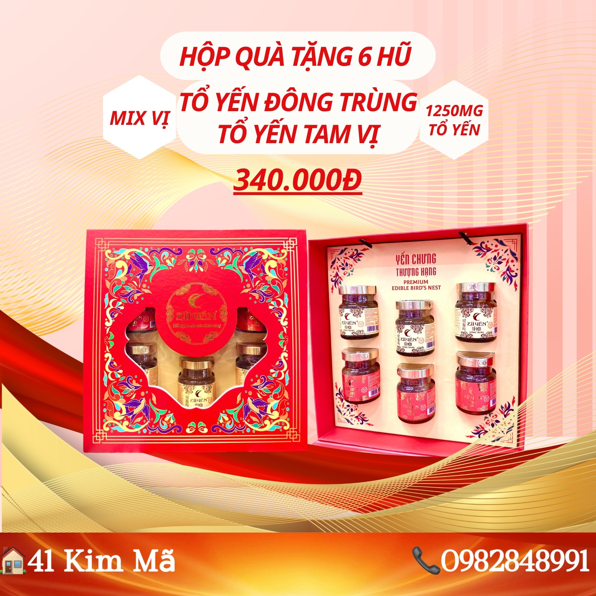 Hộp Quà 6 Hũ Yến Chưng Thượng Hạng Mix Vị