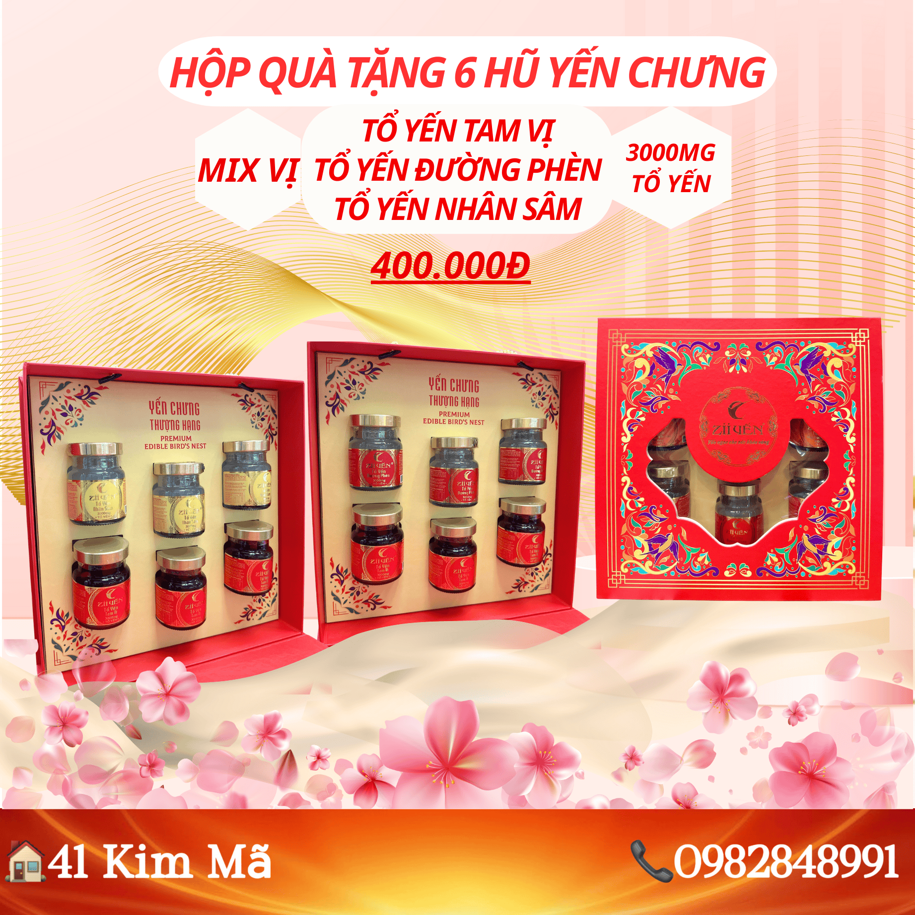 Hộp Quà Tặng 6 Hũ Yến Chưng Thượng Hạng Mix Vị