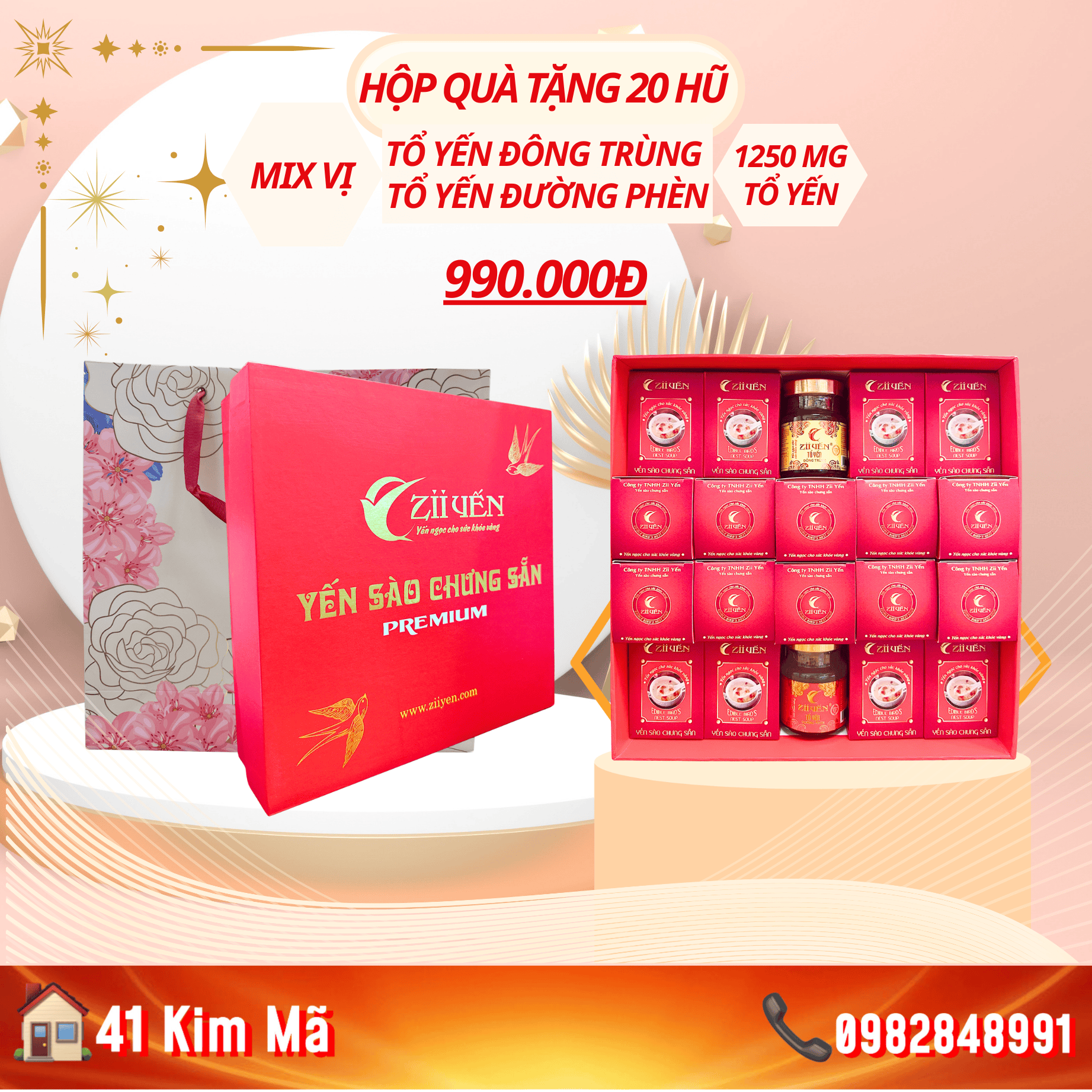 Hộp Quà Tặng 20 Hũ Yến Chưng Thượng Hạng