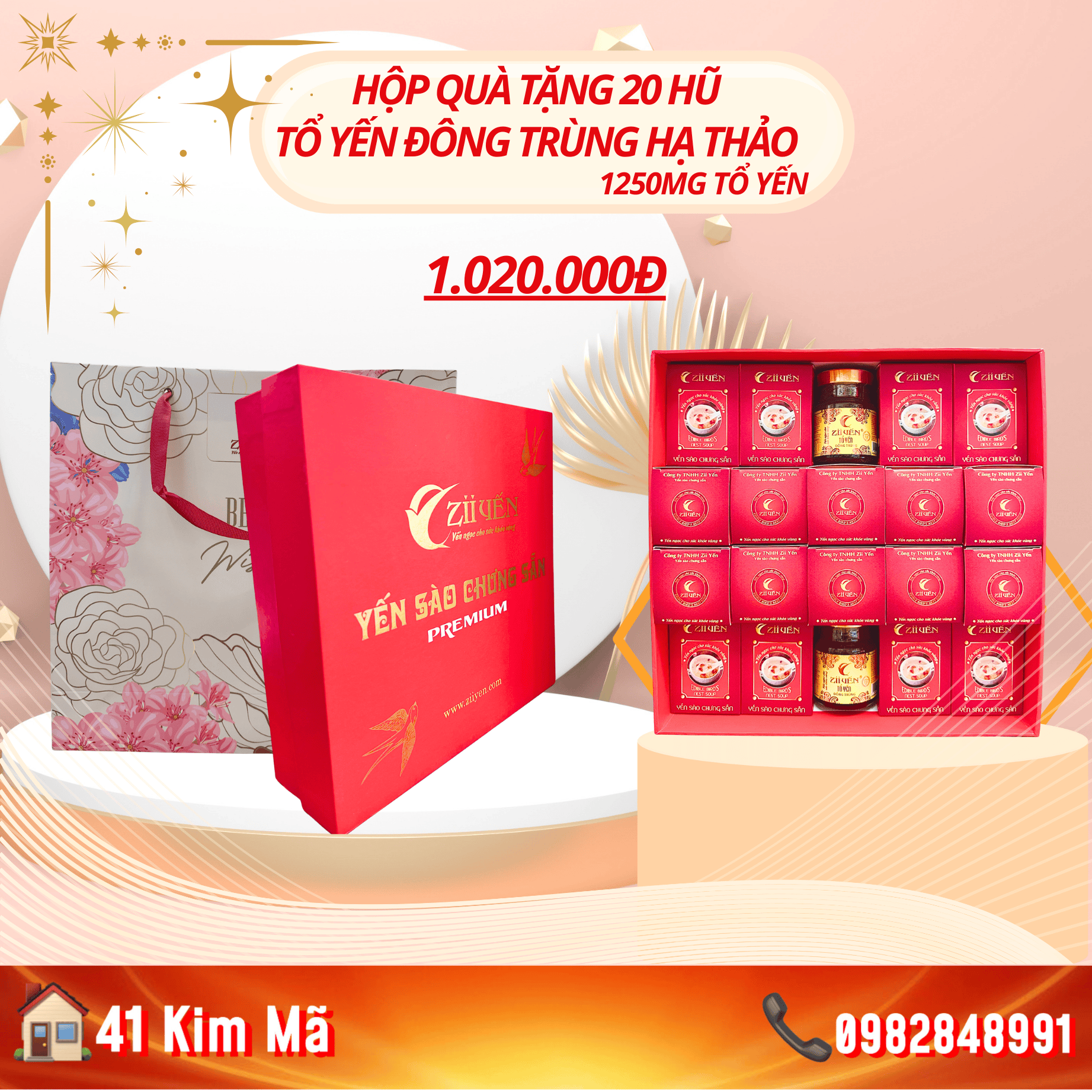 Yến Chưng Đông Trùng Hạ Thảo 1250mg Tổ Yến