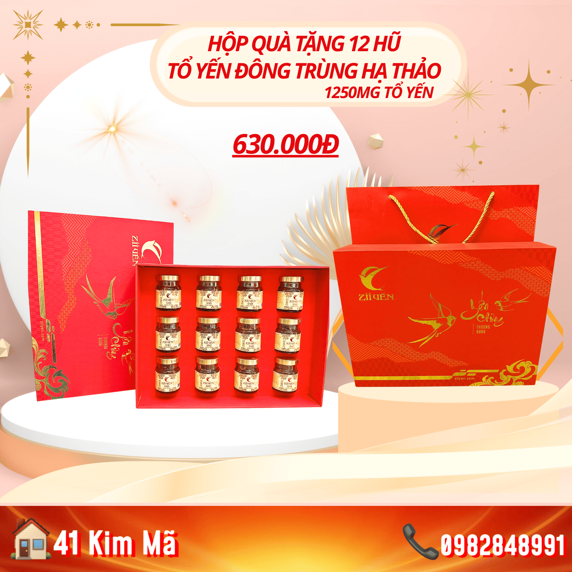Yến Chưng Đông Trùng Hạ Thảo 1250mg Tổ Yến