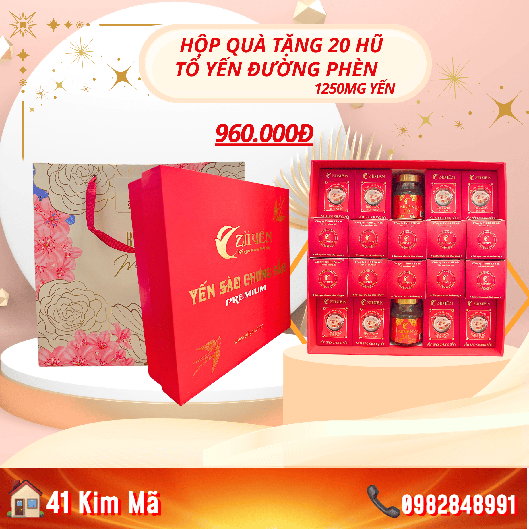 Yến Chưng Đường Phèn 1250mg Tổ Yến