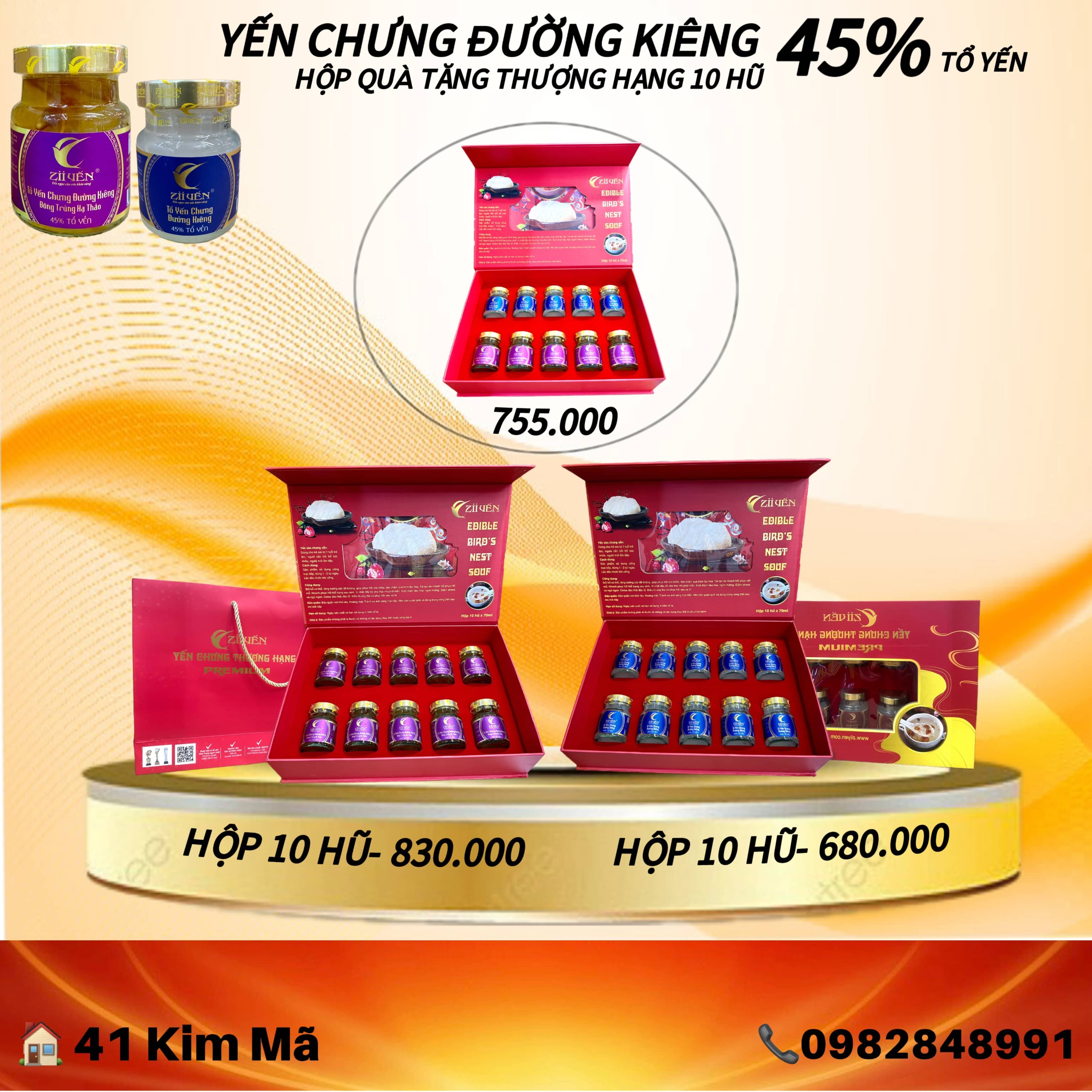 Hộp Quà Tặng 10 Hũ Yến Chưng Thượng Hạng