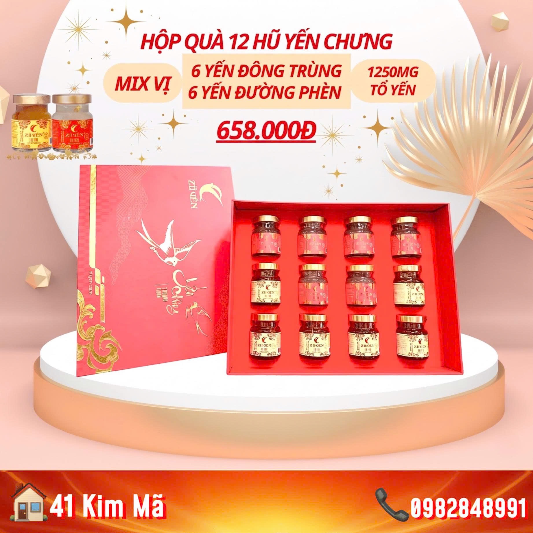 Hộp Quà Tặng 12 Hũ Yến Chưng Thượng Hạng