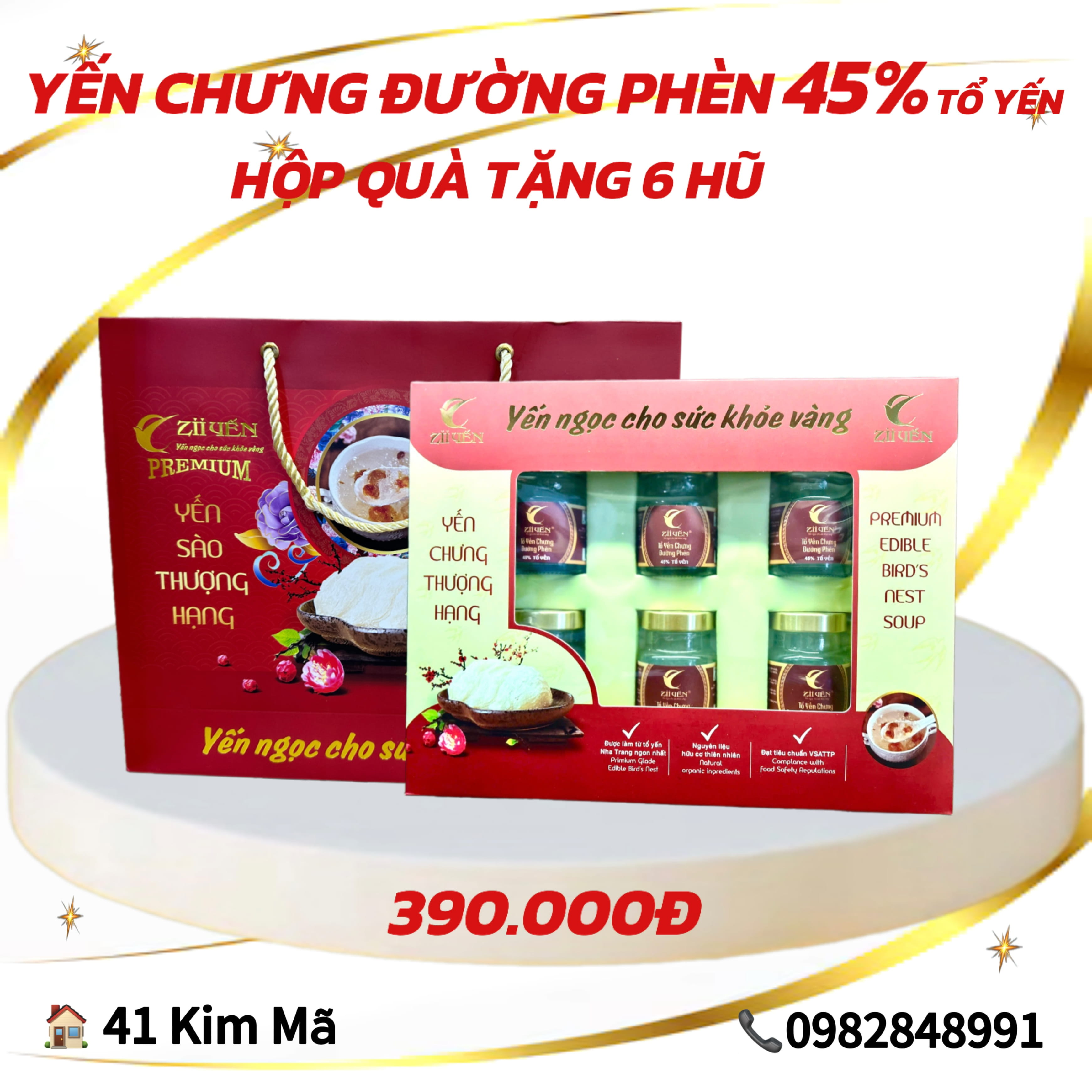 Yến Chưng Đường Phèn 3000mg Tổ Yến