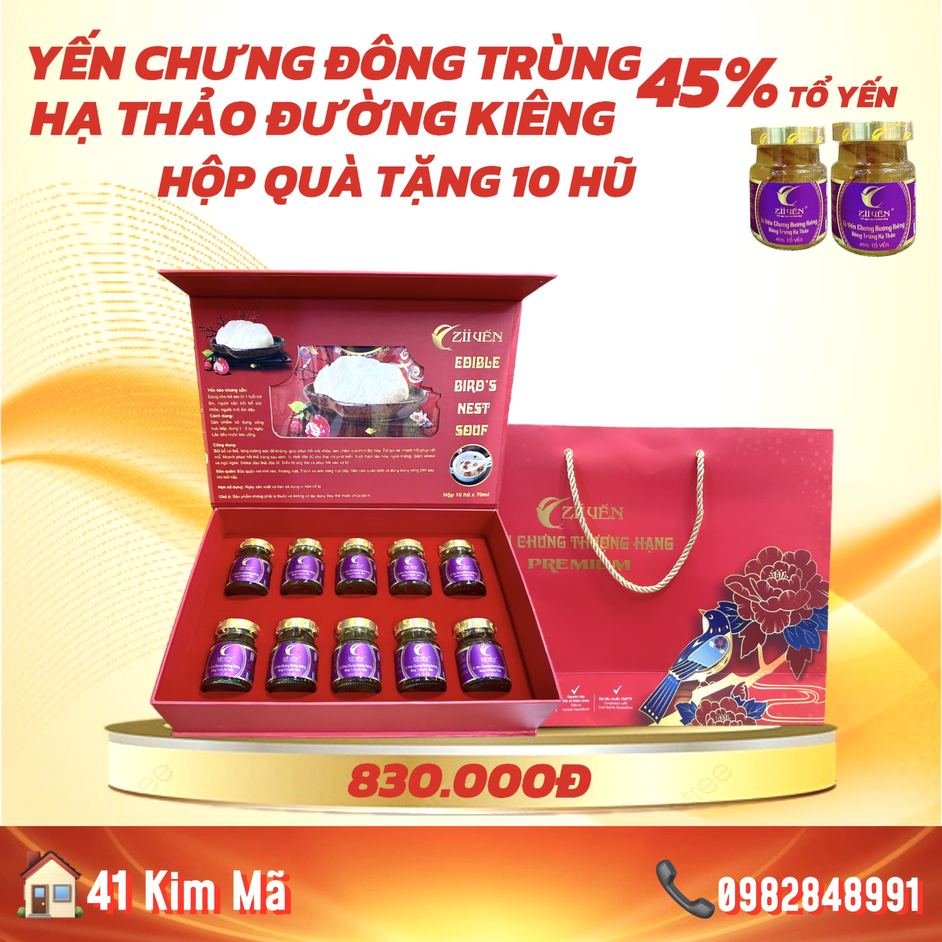 Tổ Yến Đông Trùng Đường Kiêng 3000mg Yến