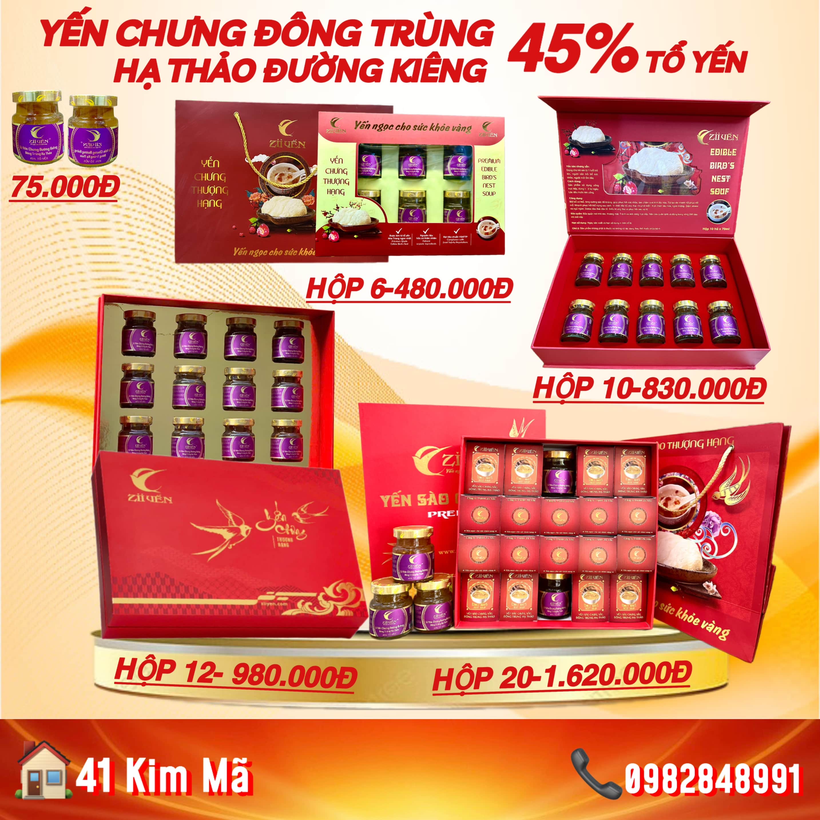 Tổ Yến Đông Trùng Đường Kiêng 3000mg Yến