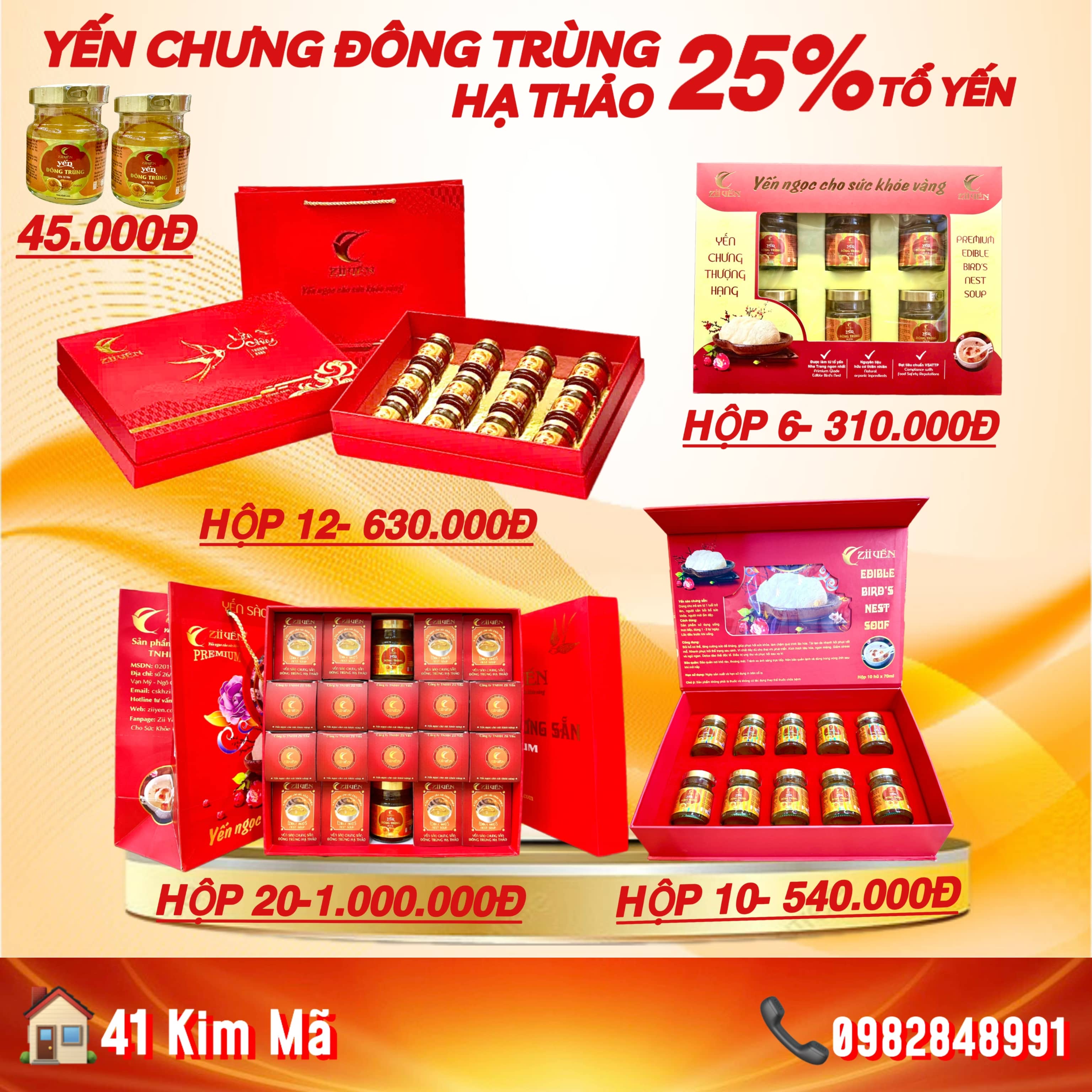 Yến Chưng Đông Trùng Hạ Thảo 1250mg Tổ Yến