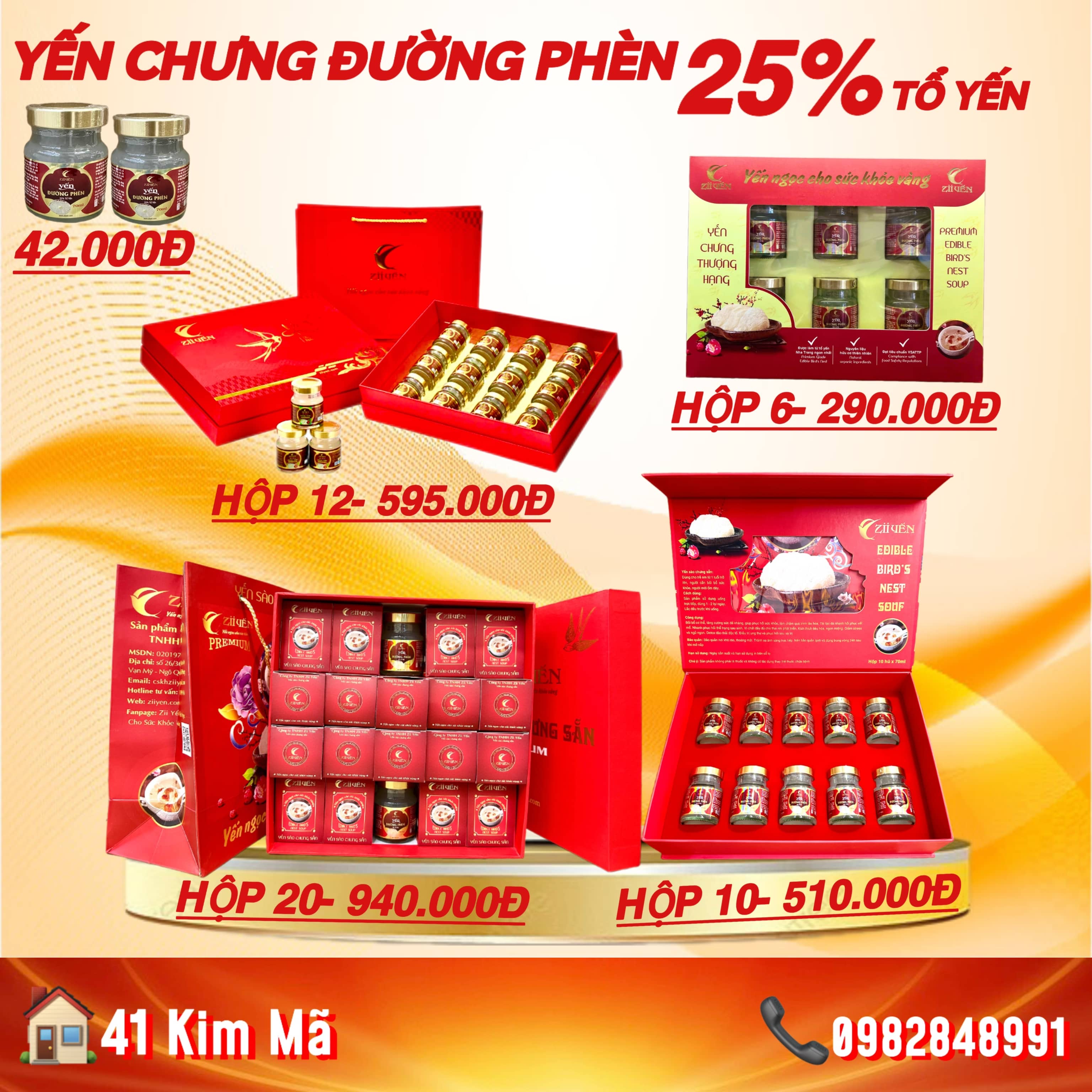 Yến Chưng Đường Phèn 1250mg Tổ Yến