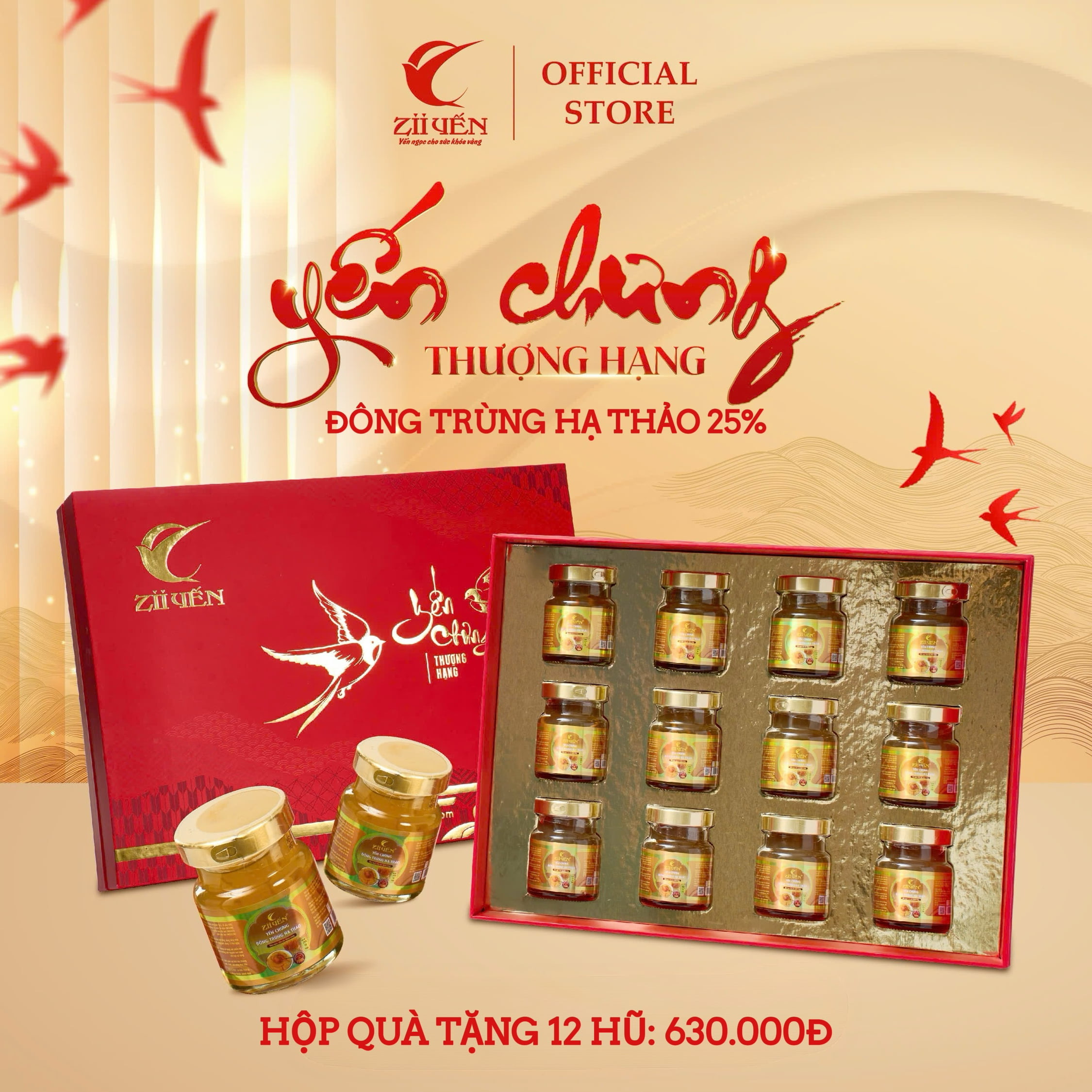 Hộp Quà Tặng 12 Hũ Yến Chưng Thượng Hạng