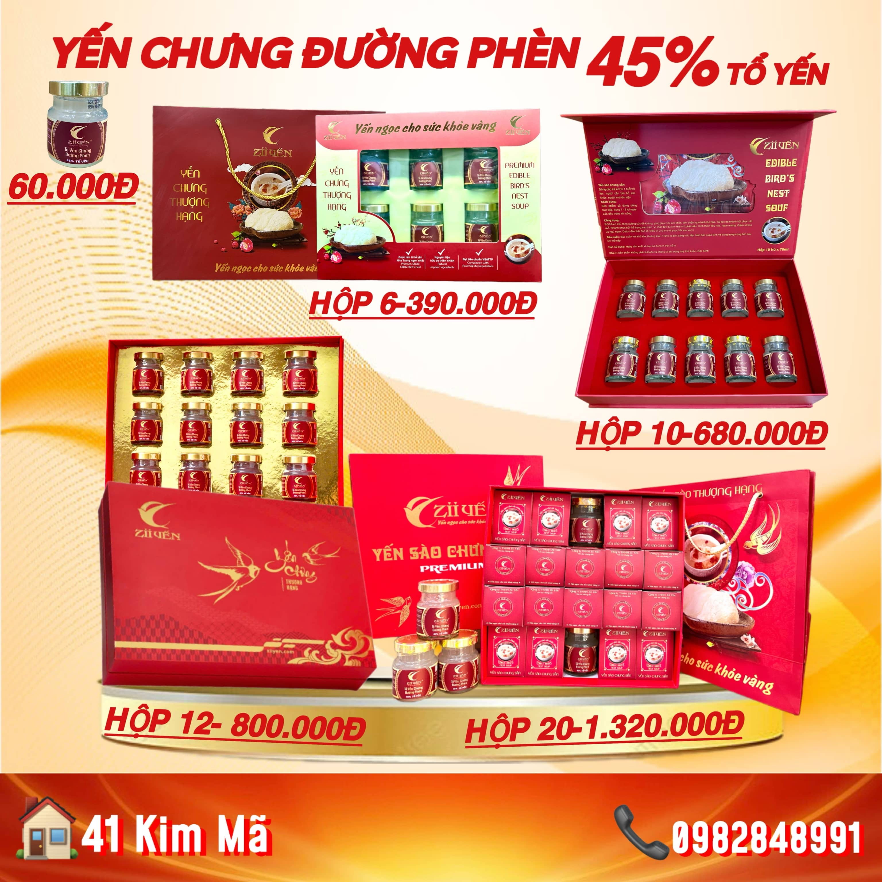 Yến Chưng Đường Phèn 3000mg Tổ Yến