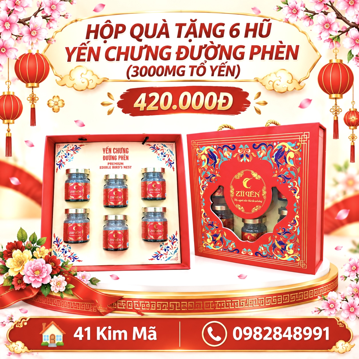 Yến Chưng Đường Phèn 3000mg Tổ Yến