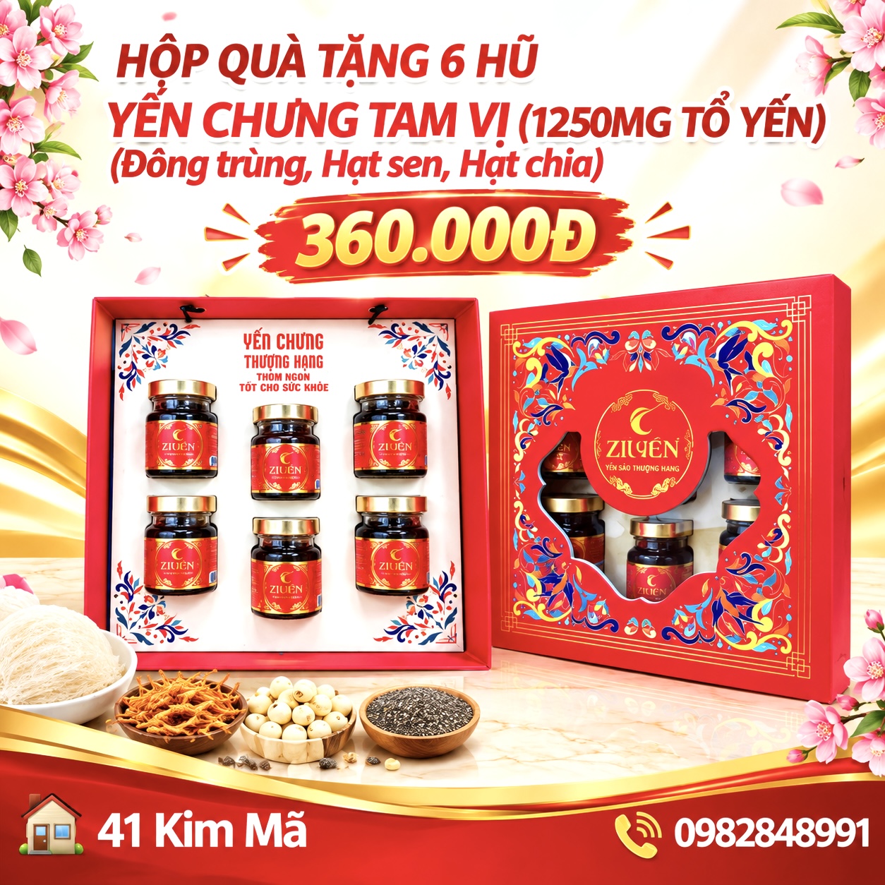 Yến Chưng Tam Vị 1250mg Tổ Yến