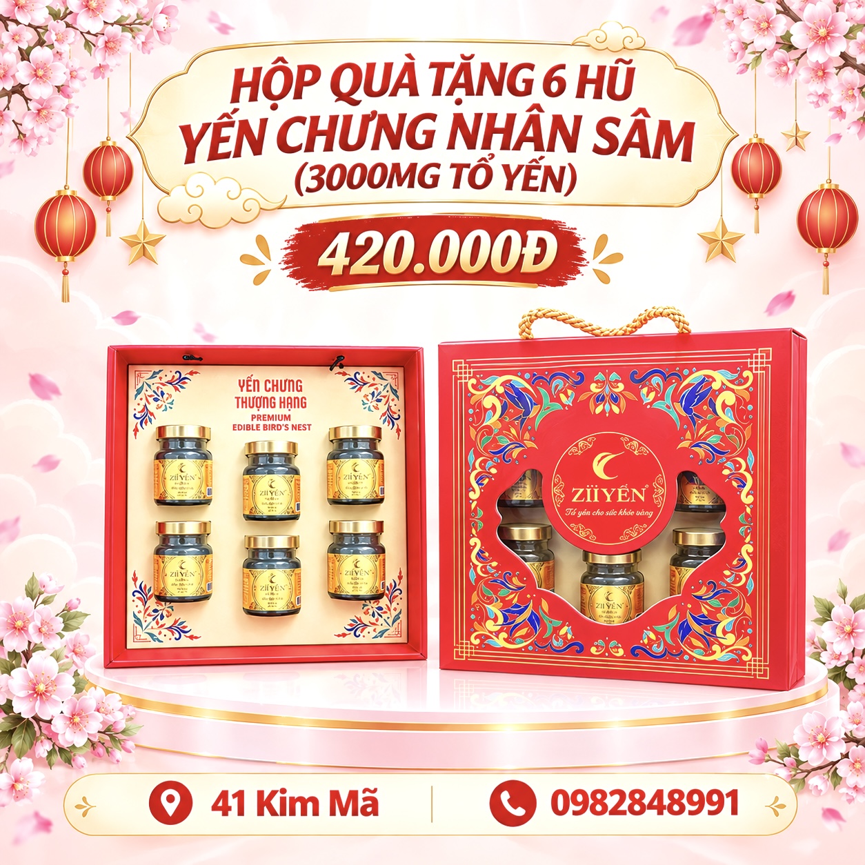 Yến Chưng Nhân Sâm 3000mg Tổ Yến