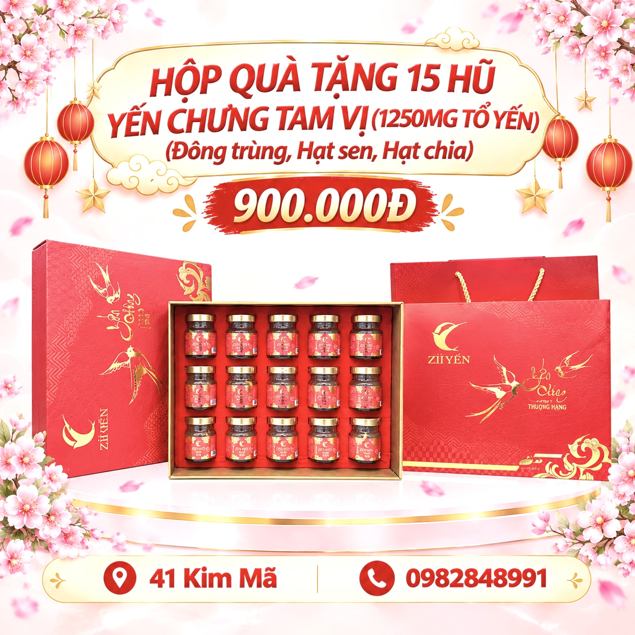 Yến Chưng Tam Vị 1250mg Tổ Yến