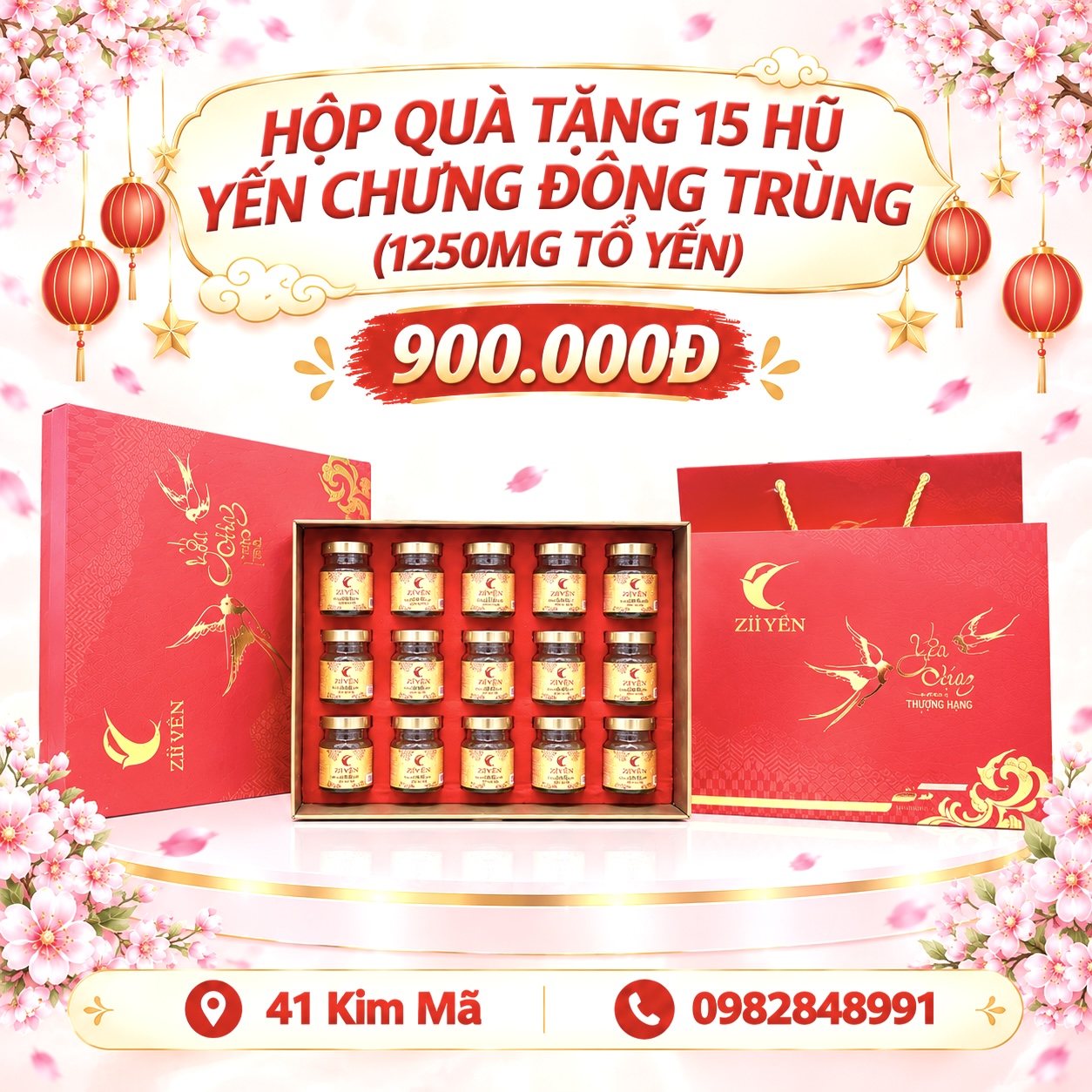 Yến Chưng Đông Trùng Hạ Thảo 1250mg Tổ Yến