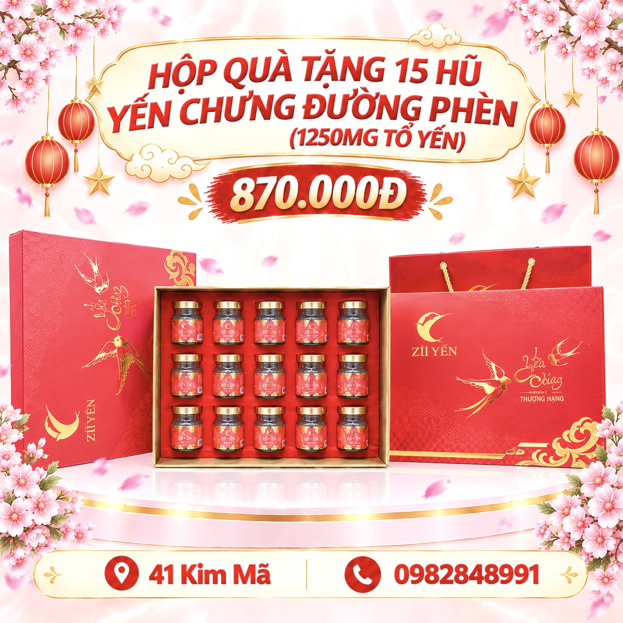 Yến Chưng Đường Phèn 1250mg Tổ Yến