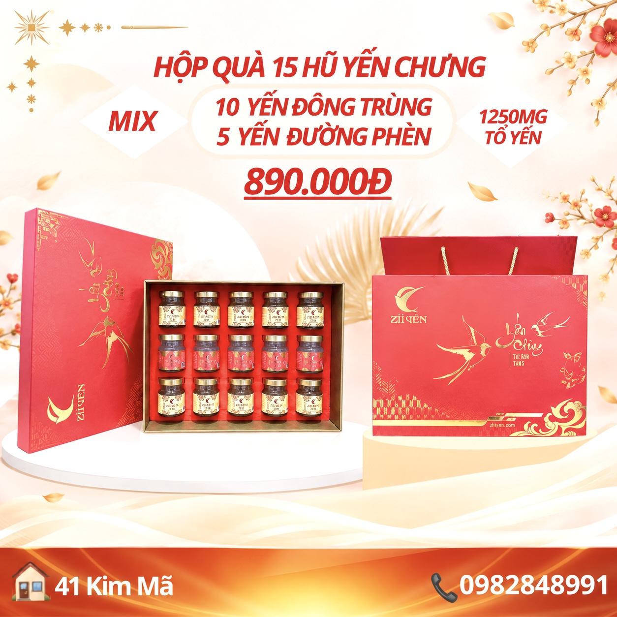 Hộp Quà Tặng 15 Hũ Yến Chưng Thượng Hạng
