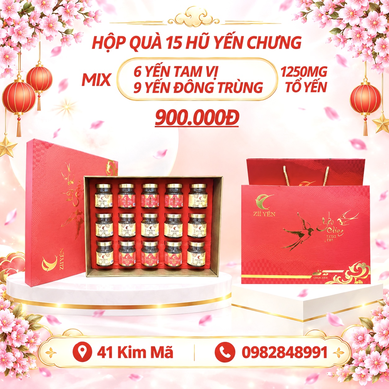 Hộp Quà Tặng 15 Hũ Yến Chưng Thượng Hạng