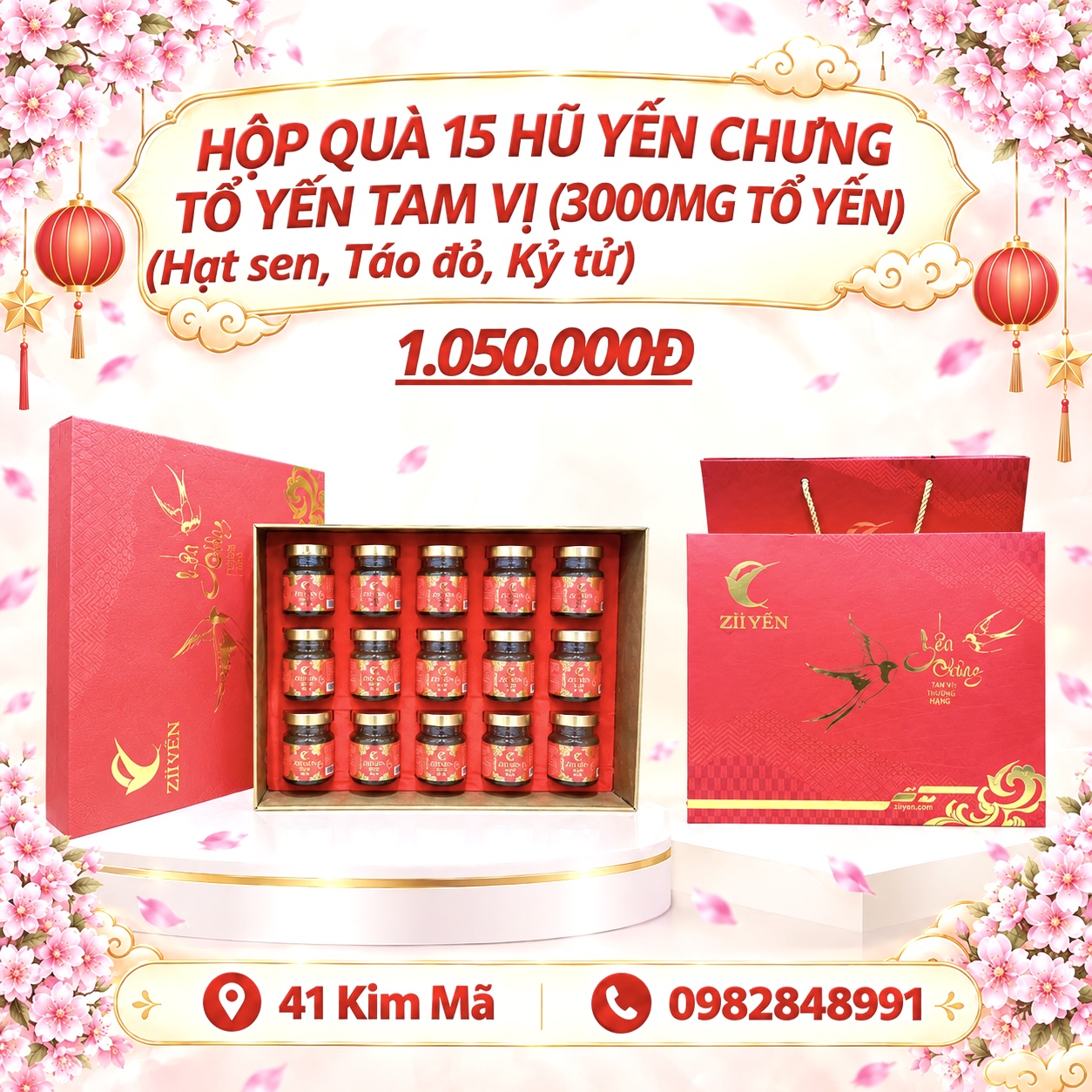 Yến Chưng Tam Vị 3000mg Tổ Yến