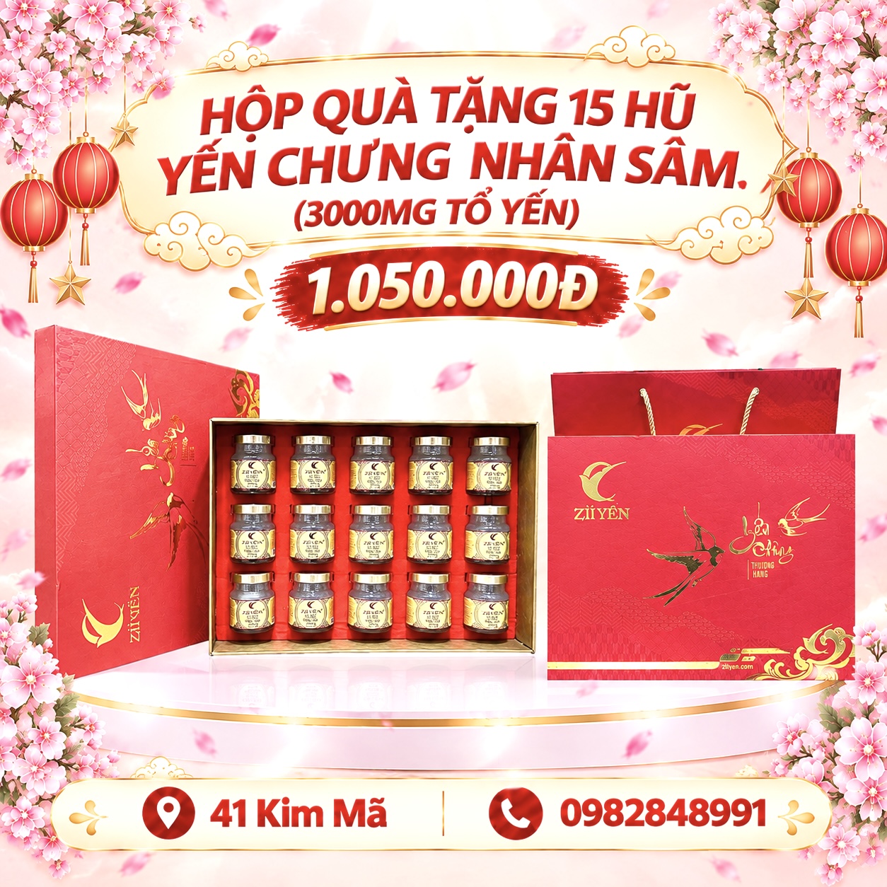 Yến Chưng Nhân Sâm 3000mg Tổ Yến