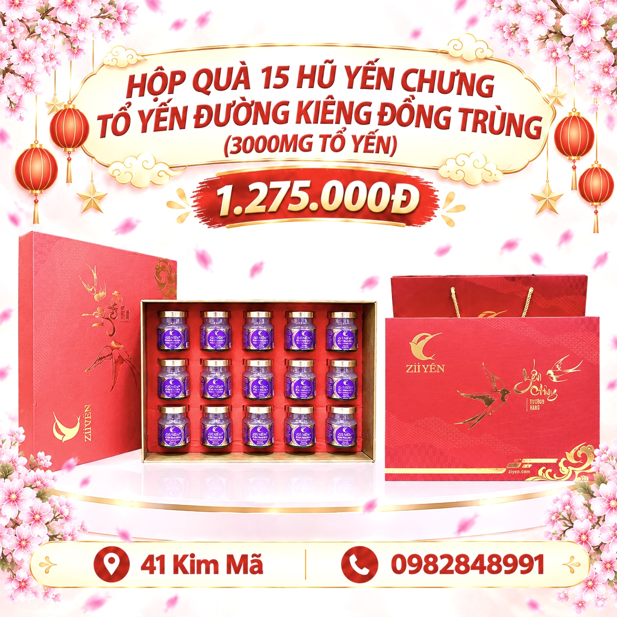 Yến Chưng Đường Kiêng Đông Trùng Hạ Thảo 3000mg Tổ Yến