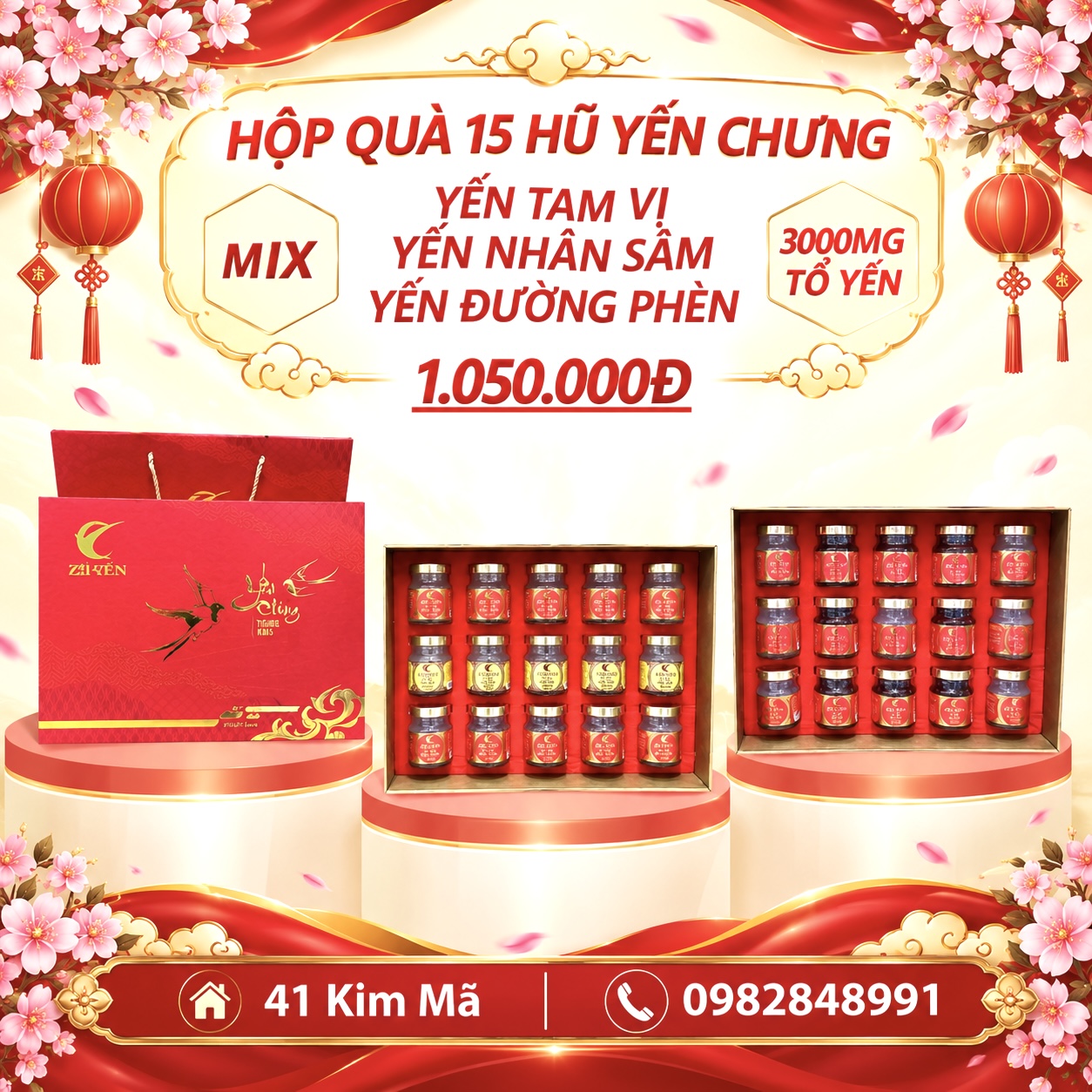 Hộp Quà Tặng 15 Hũ Yến Chưng Thượng Hạng