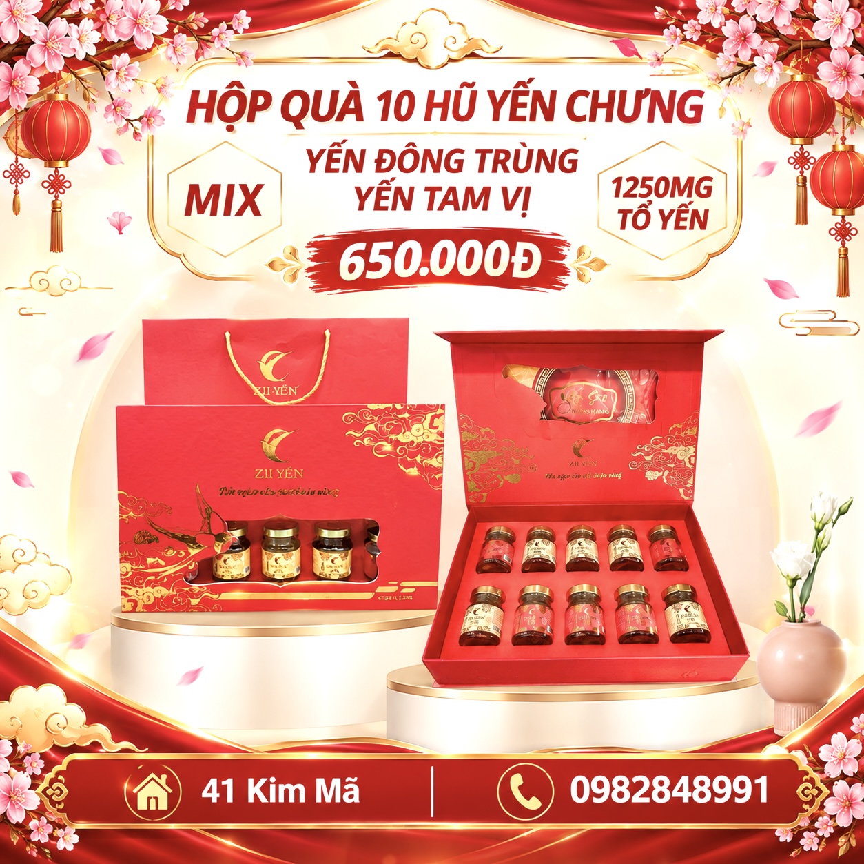 Hộp Quà Tặng 10 Hũ Yến Chưng Thượng Hạng