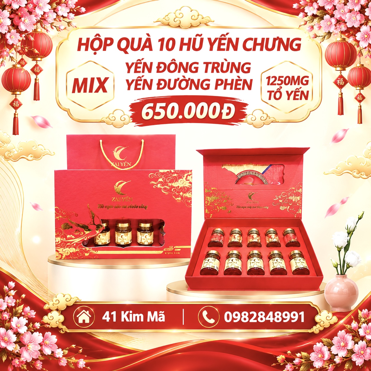 Hộp Quà Tặng 10 Hũ Yến Chưng Thượng Hạng