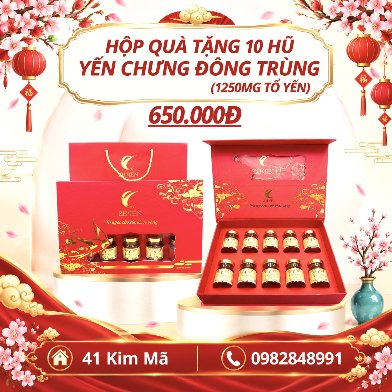 Yến Chưng Đông Trùng Hạ Thảo 1250mg Tổ Yến