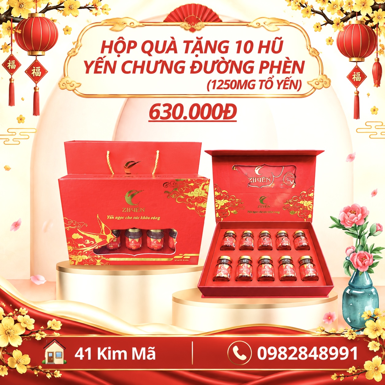 Hộp Quà Tặng 10 Hũ Yến Chưng Thượng Hạng