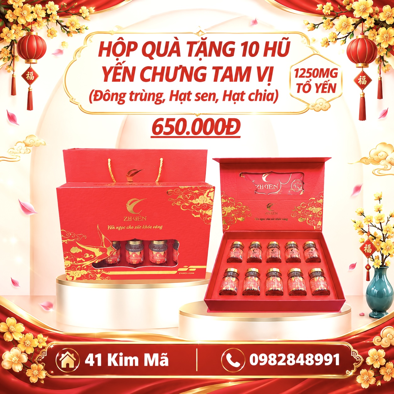 Hộp Quà Tặng 10 Hũ Yến Chưng Thượng Hạng