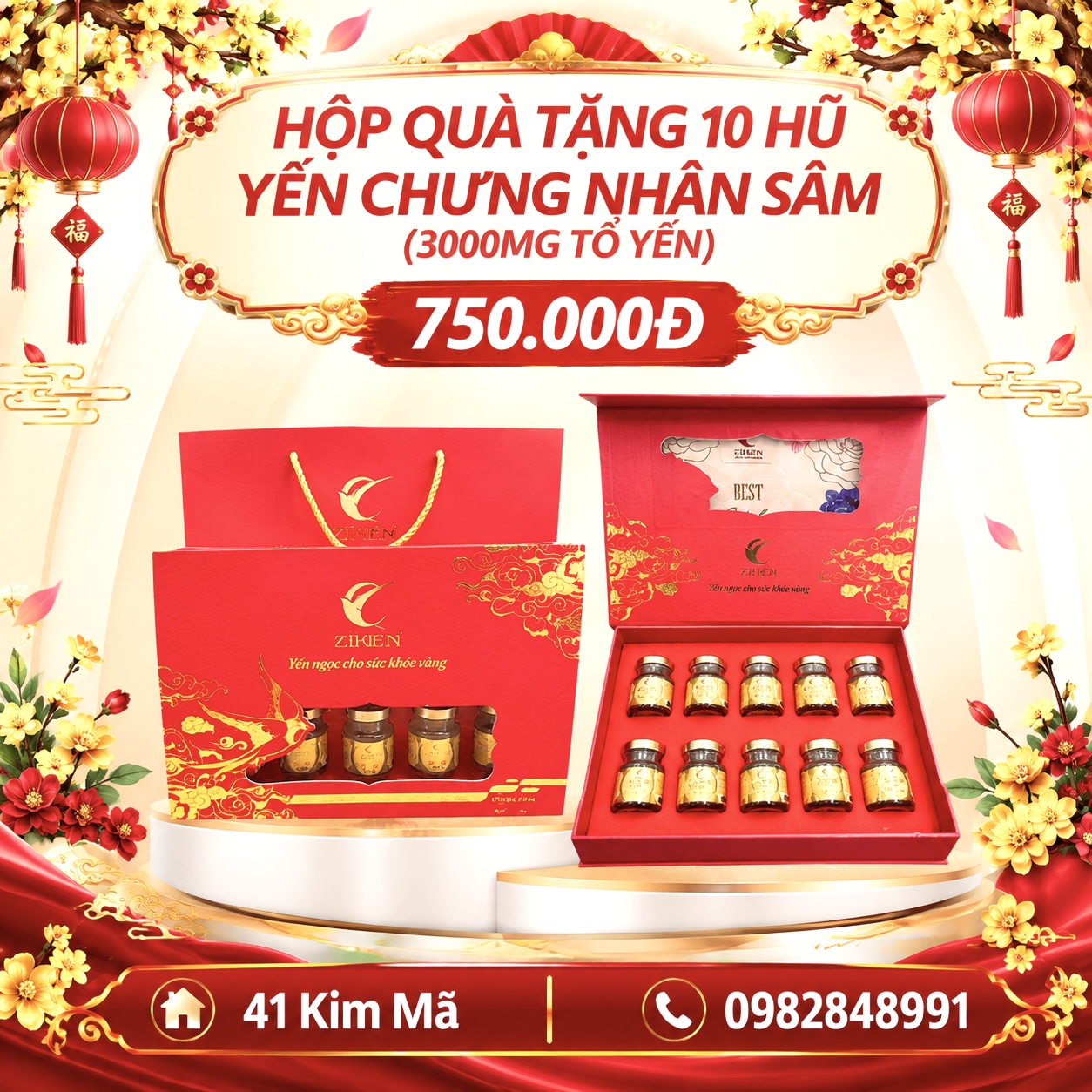 Yến Chưng Nhân Sâm 3000mg Tổ Yến