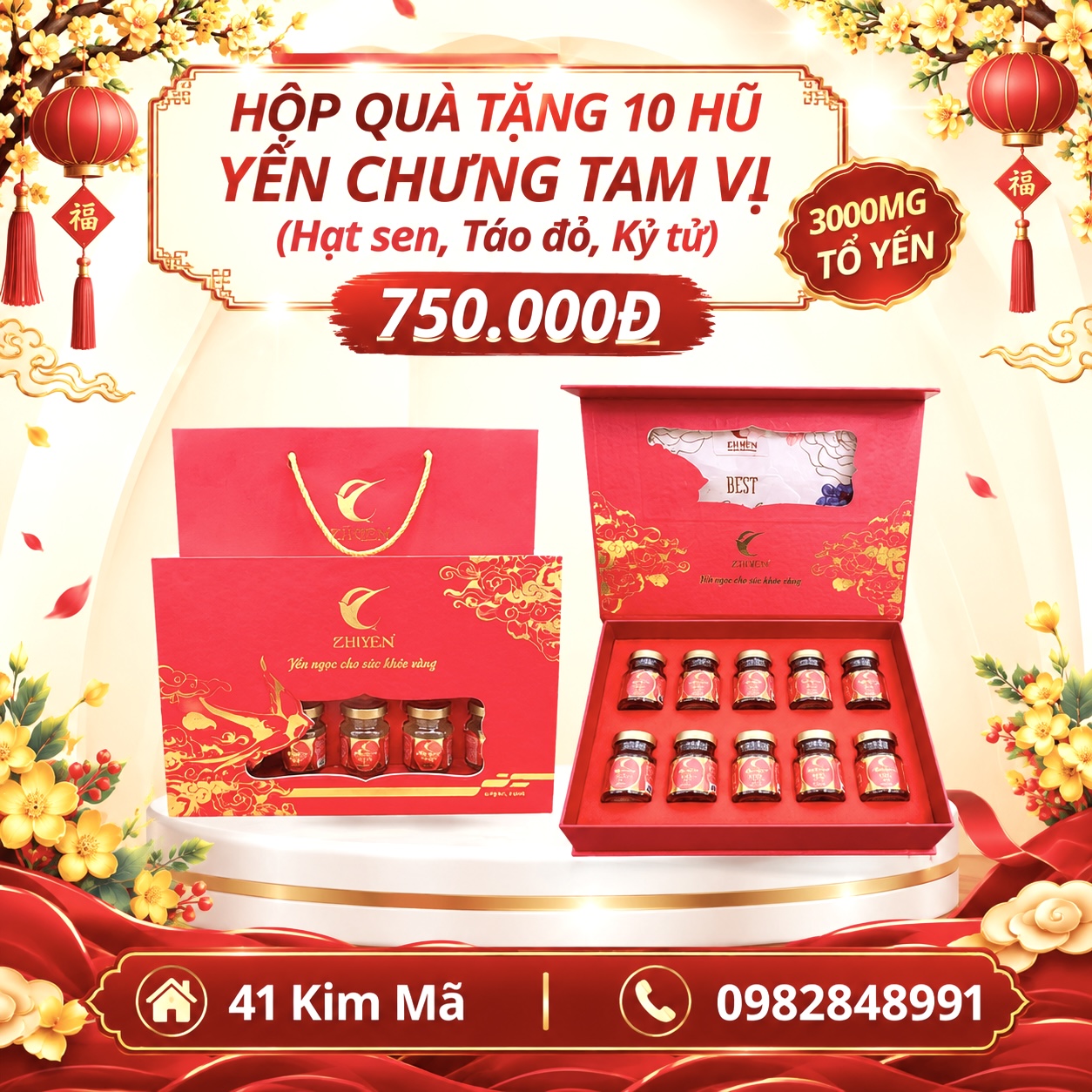 Hộp Quà Tặng 10 Hũ Yến Chưng Thượng Hạng