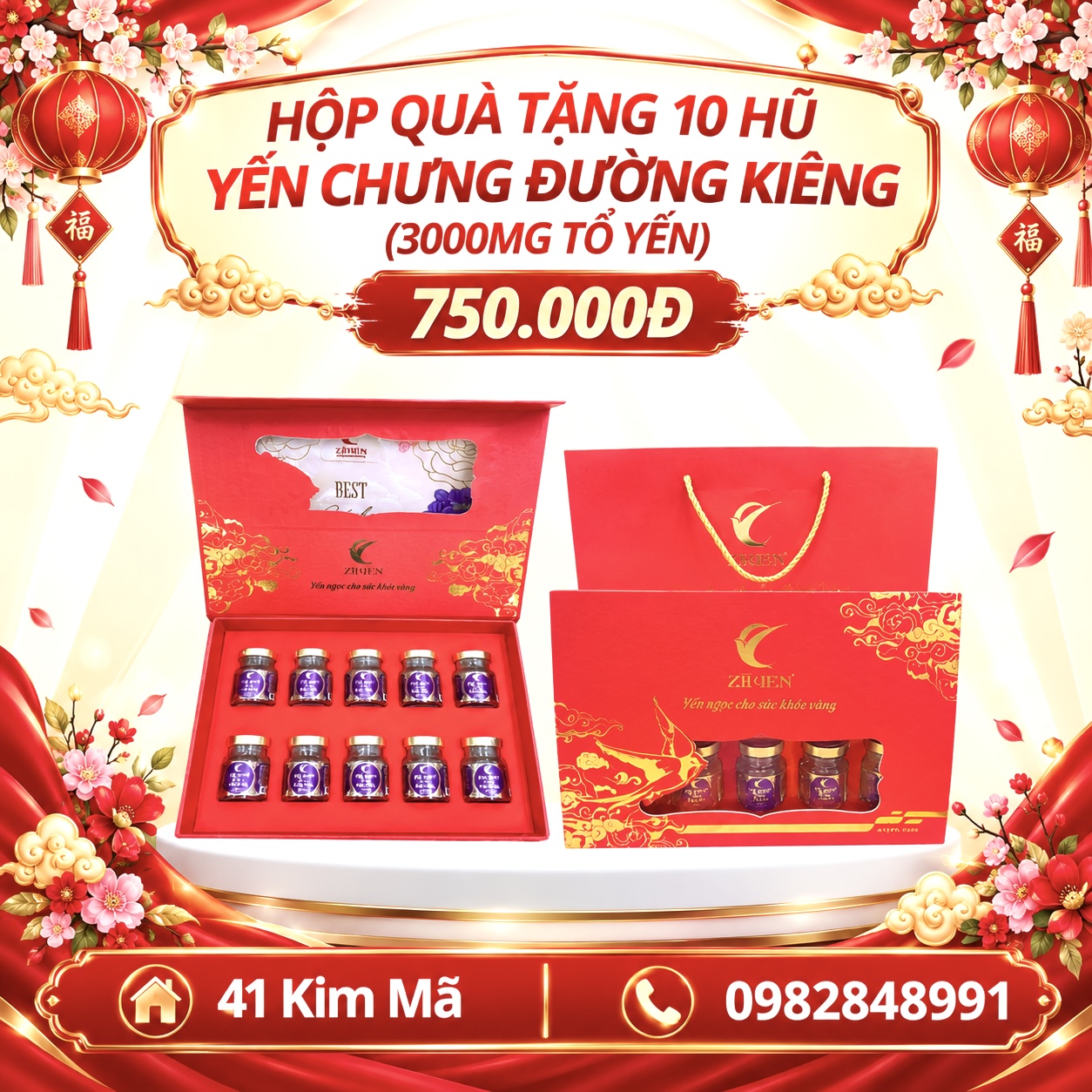Yến Chưng Đường Kiêng 3000mg Tổ Yến