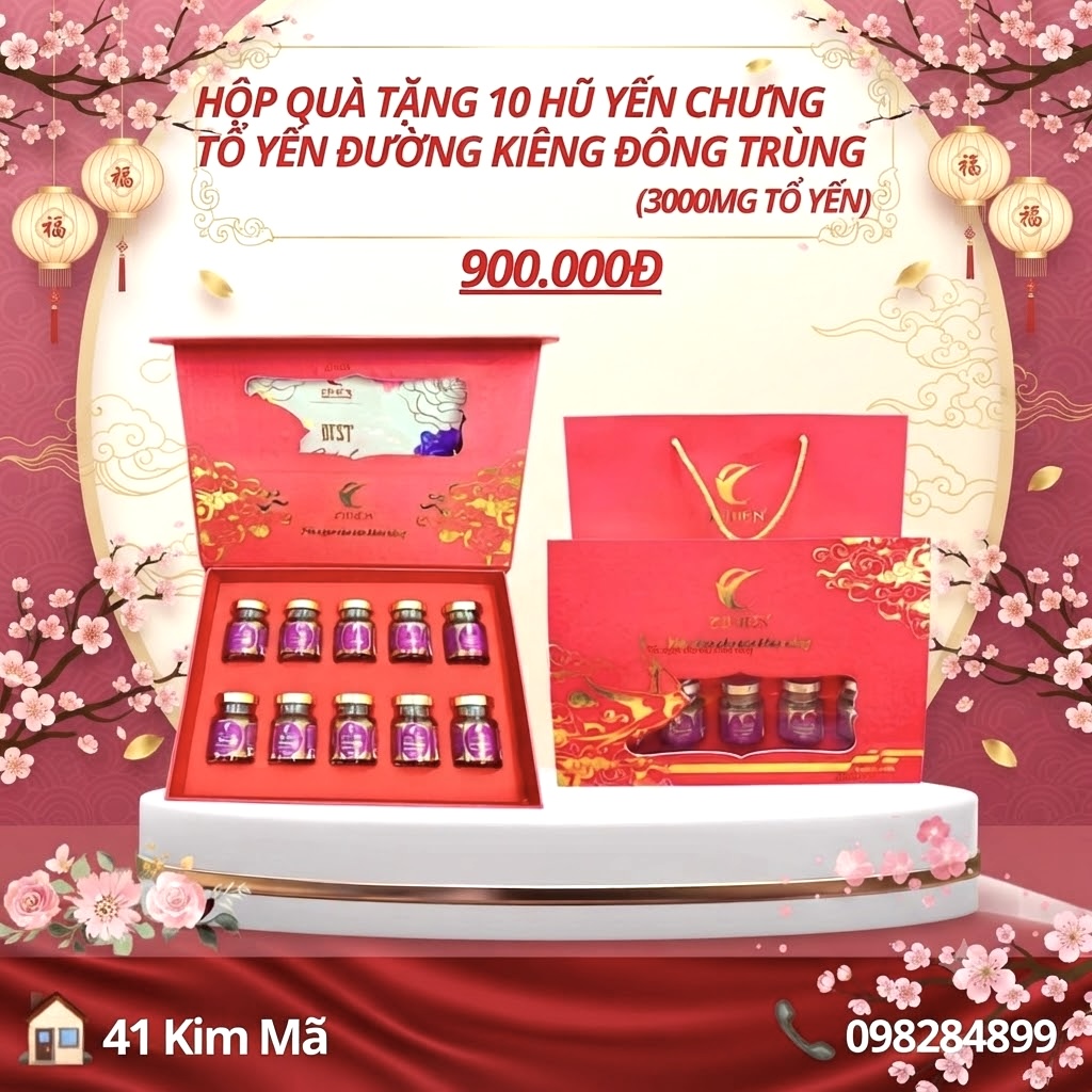 Yến Chưng Đường Kiêng Đông Trùng Hạ Thảo 3000mg Tổ Yến