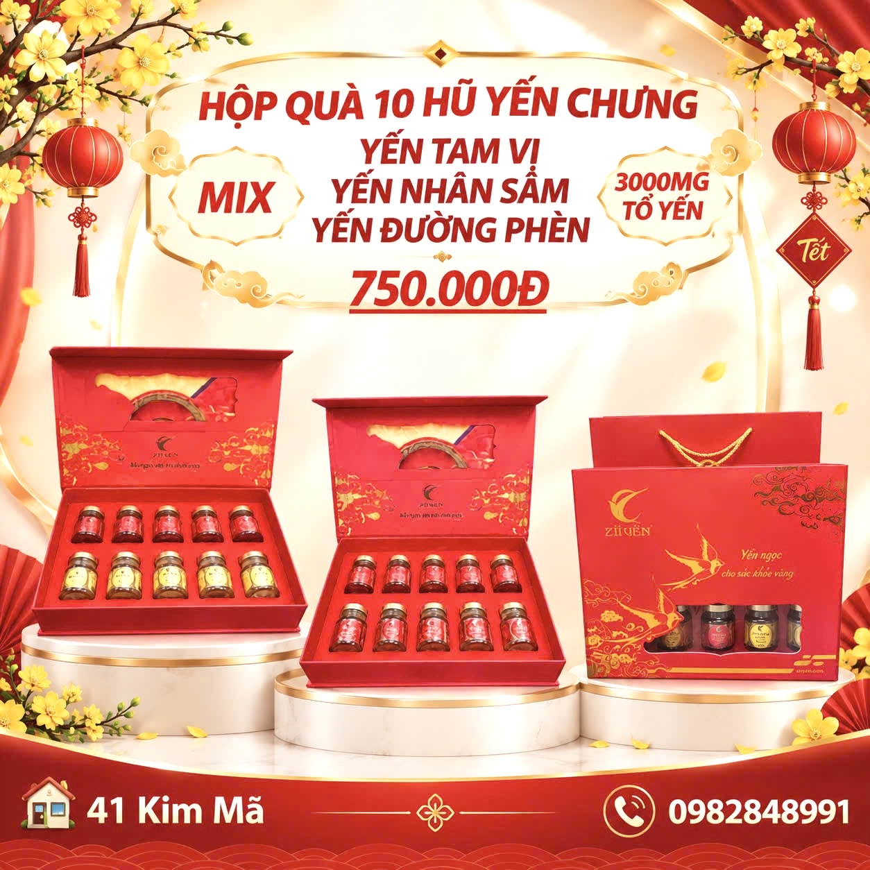Hộp Quà Tặng 10 Hũ Yến Chưng Thượng Hạng