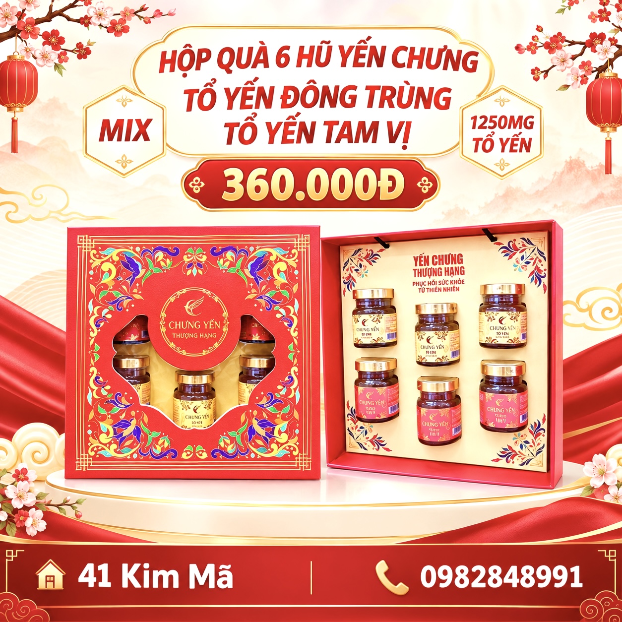 Hộp Quà 6 Hũ Yến Chưng Thượng Hạng Mix Vị