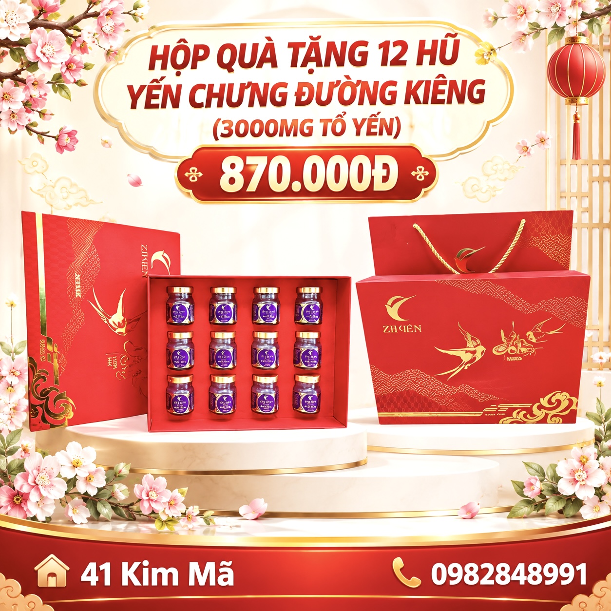 Yến Chưng Đường Kiêng 3000mg Tổ Yến
