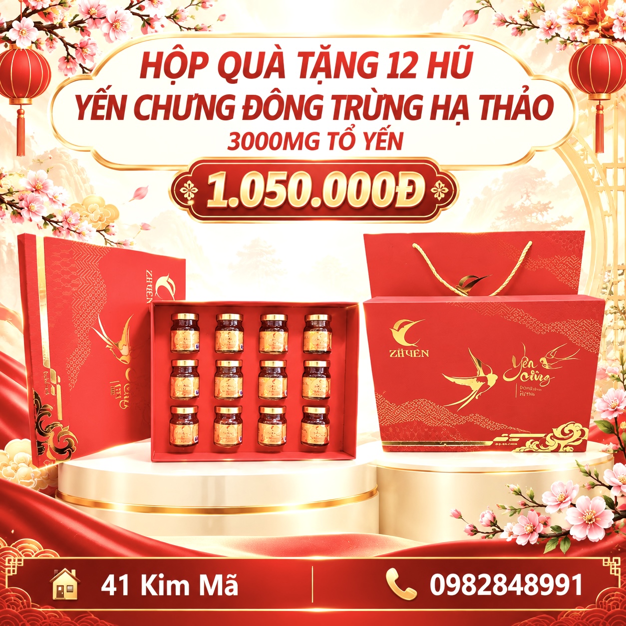 Yến Chưng Đông Trùng Hạ Thảo 3000mg Tổ Yến